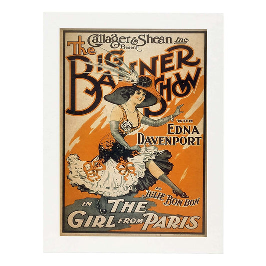 Poster vintage de Show de paris. con imágenes vintage y de publicidad antigua.-Artwork-Nacnic-A4-Marco Blanco-Nacnic Estudio SL