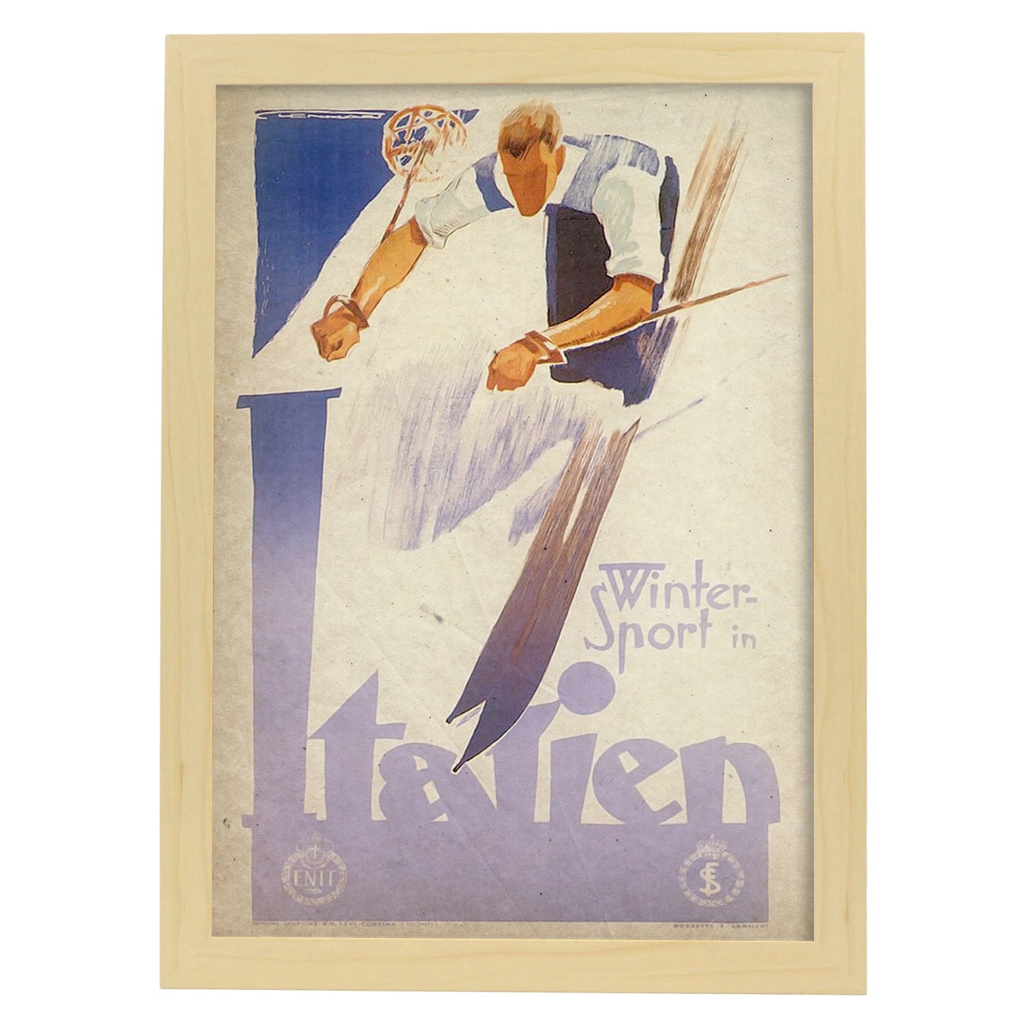 Poster vintage de Ski en Italia. con imágenes vintage y de publicidad antigua.-Artwork-Nacnic-A3-Marco Madera clara-Nacnic Estudio SL