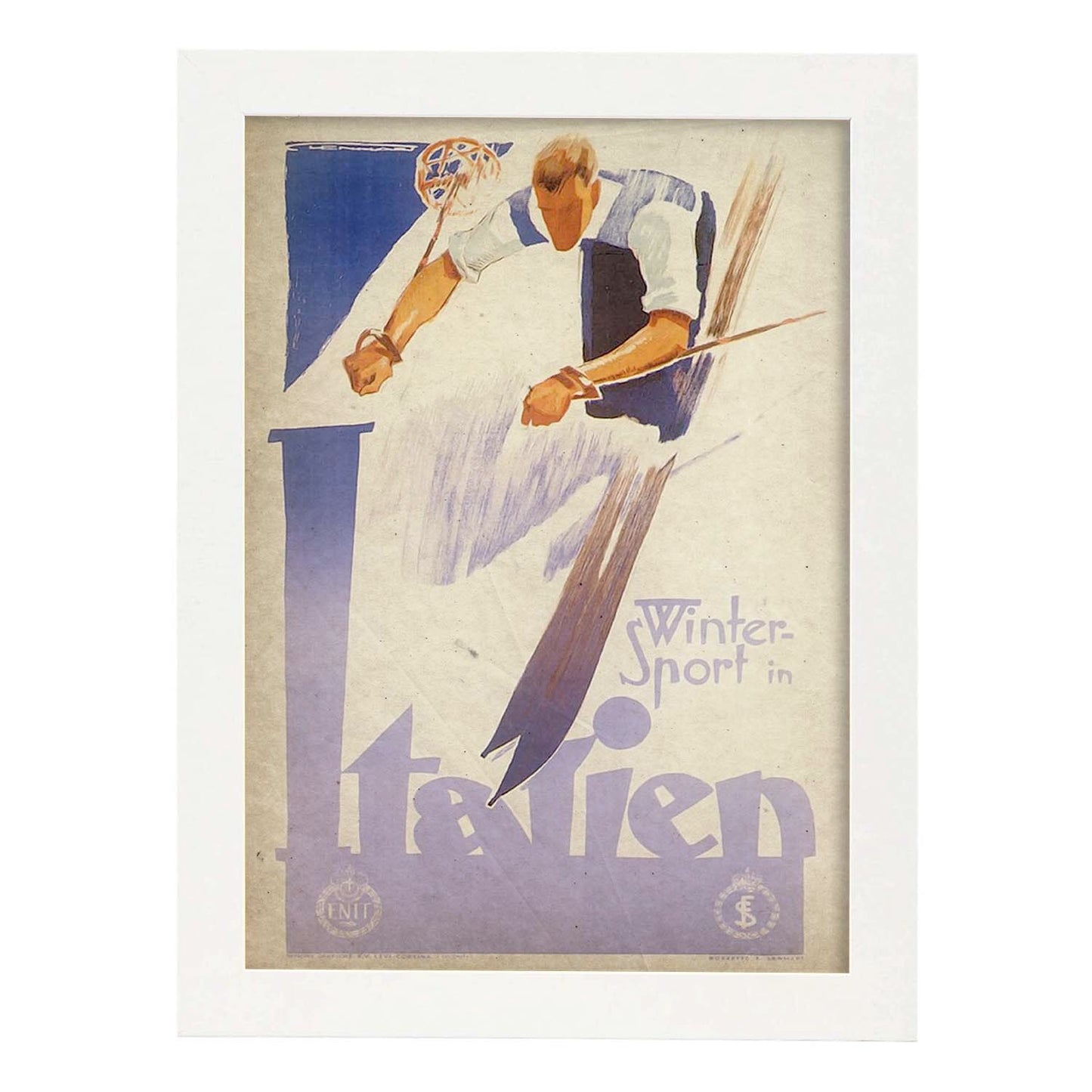 Poster vintage de Ski en Italia. con imágenes vintage y de publicidad antigua.-Artwork-Nacnic-A4-Marco Blanco-Nacnic Estudio SL