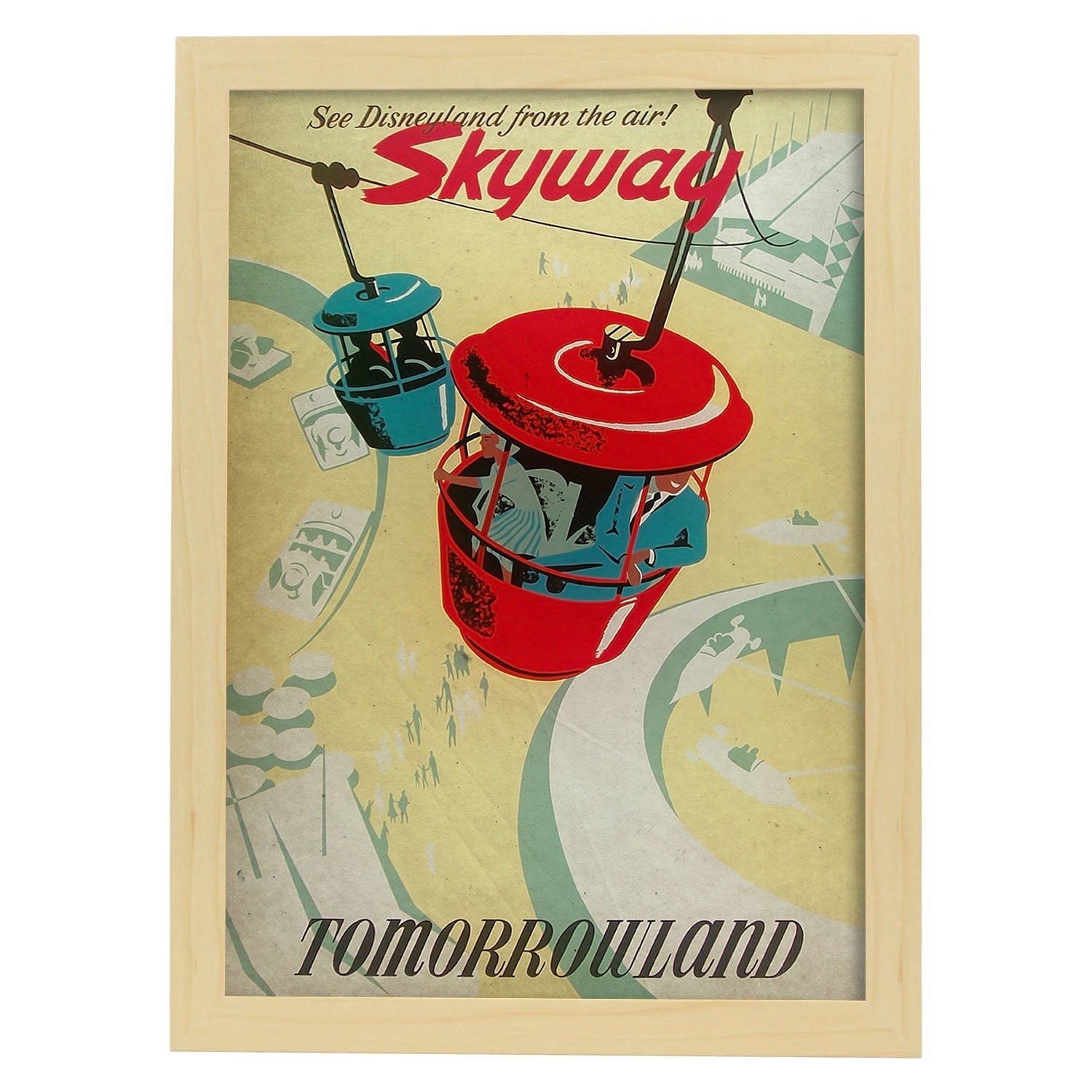 Poster vintage de Skyway. con imágenes vintage y de publicidad antigua.-Artwork-Nacnic-A4-Marco Madera clara-Nacnic Estudio SL