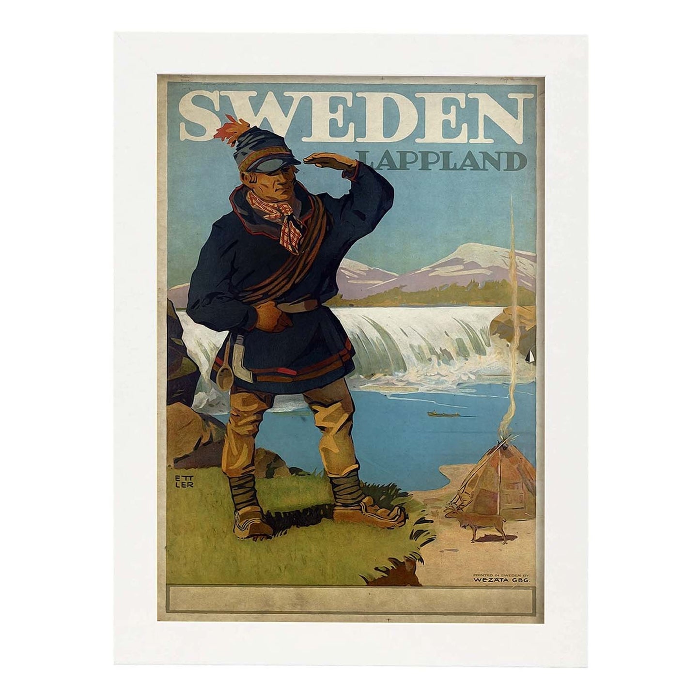 Poster vintage de Suecia. con imágenes vintage y de publicidad antigua.-Artwork-Nacnic-A3-Marco Blanco-Nacnic Estudio SL