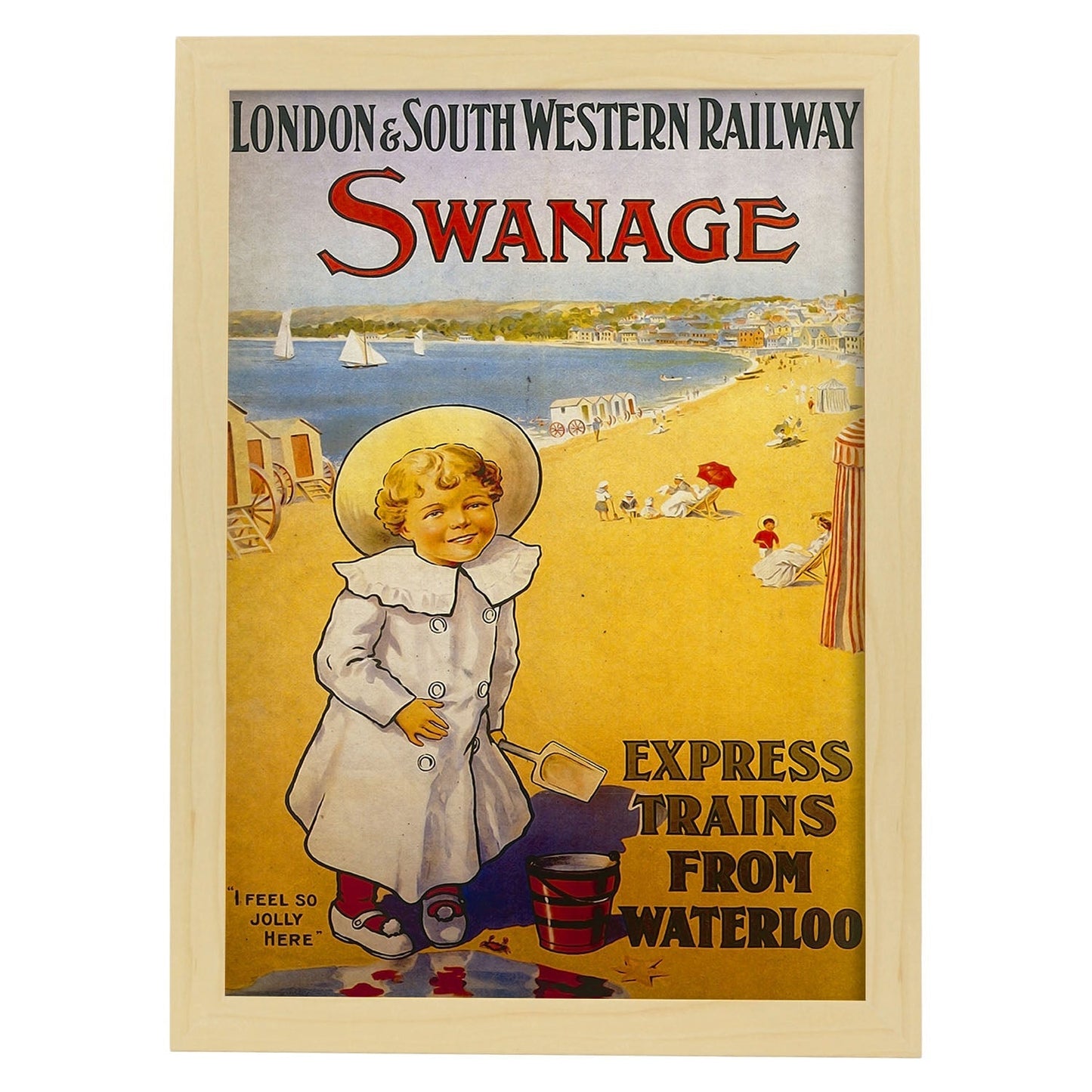 Poster vintage de Swanage. con imágenes vintage y de publicidad antigua.-Artwork-Nacnic-A3-Marco Madera clara-Nacnic Estudio SL