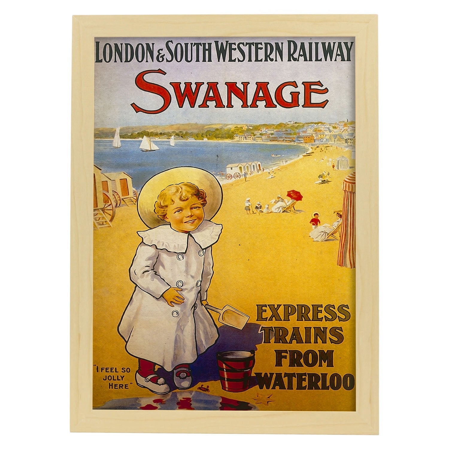 Poster vintage de Swanage. con imágenes vintage y de publicidad antigua.-Artwork-Nacnic-A3-Marco Madera clara-Nacnic Estudio SL