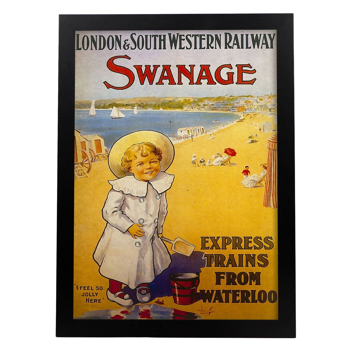 Poster vintage de Swanage. con imágenes vintage y de publicidad antigua.-Artwork-Nacnic-A3-Marco Negro-Nacnic Estudio SL
