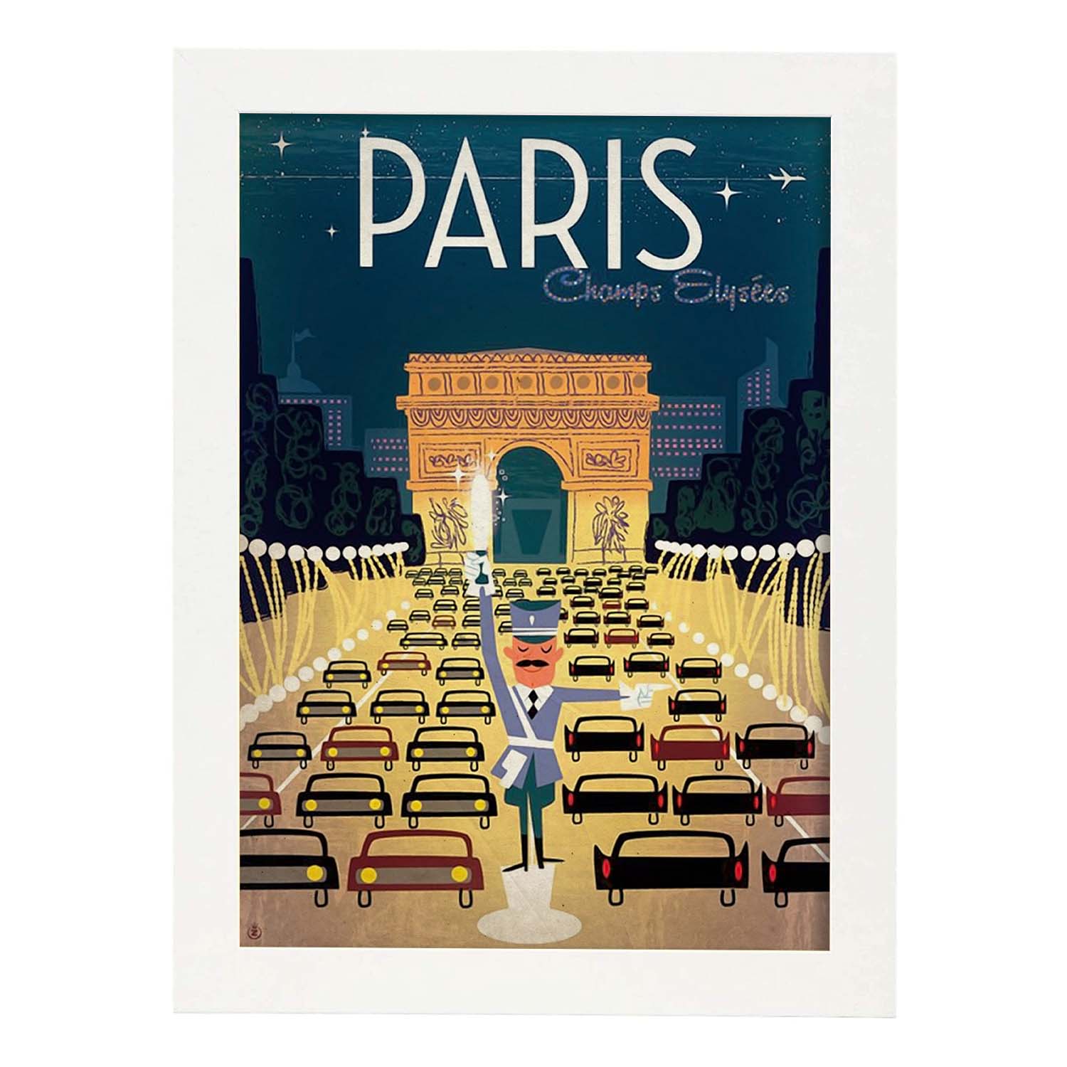 Poster vintage de Trafico en París. con imágenes vintage y de publicidad antigua.-Artwork-Nacnic-A3-Marco Blanco-Nacnic Estudio SL