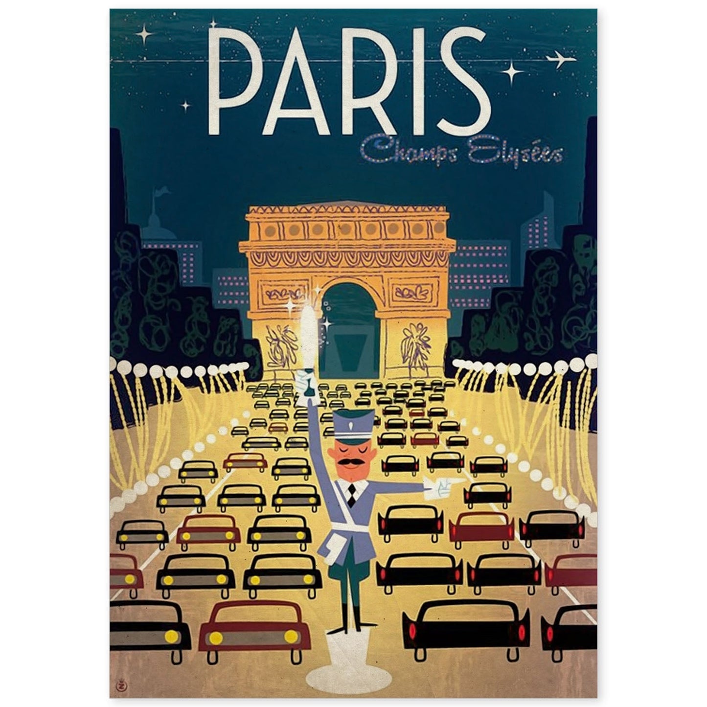 Poster vintage de Trafico en París. con imágenes vintage y de publicidad antigua.-Artwork-Nacnic-A4-Sin marco-Nacnic Estudio SL