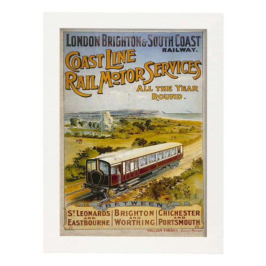 Poster vintage de Tran Ingles. con imágenes vintage y de publicidad antigua.-Artwork-Nacnic-A4-Marco Blanco-Nacnic Estudio SL