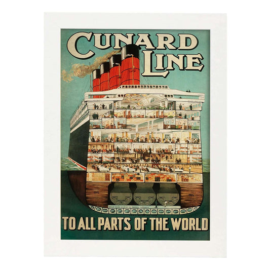 Poster vintage de Transatlántico. con imágenes vintage y de publicidad antigua.-Artwork-Nacnic-A4-Marco Blanco-Nacnic Estudio SL