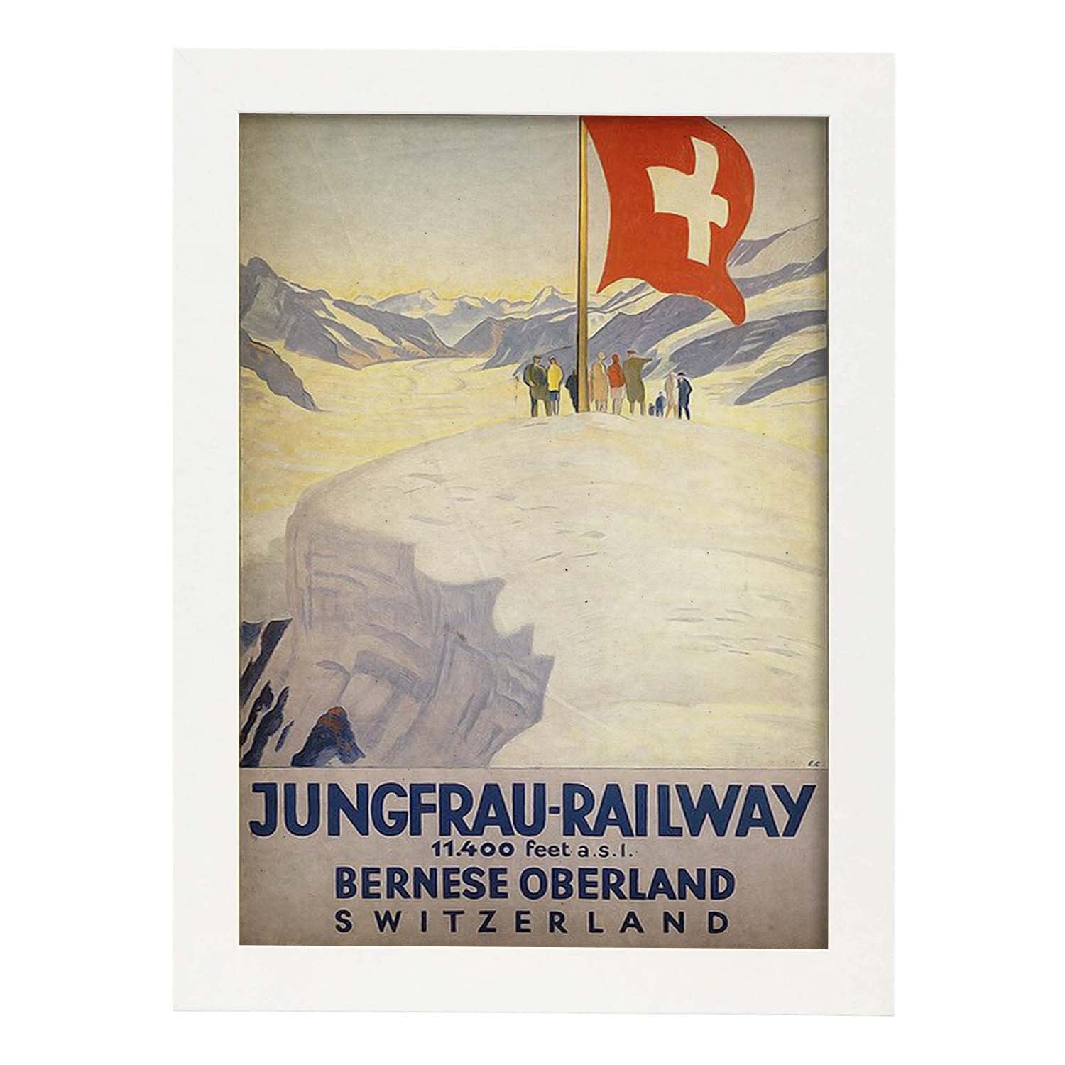 Poster vintage de Tren suizo. con imágenes vintage y de publicidad antigua.-Artwork-Nacnic-A3-Marco Blanco-Nacnic Estudio SL
