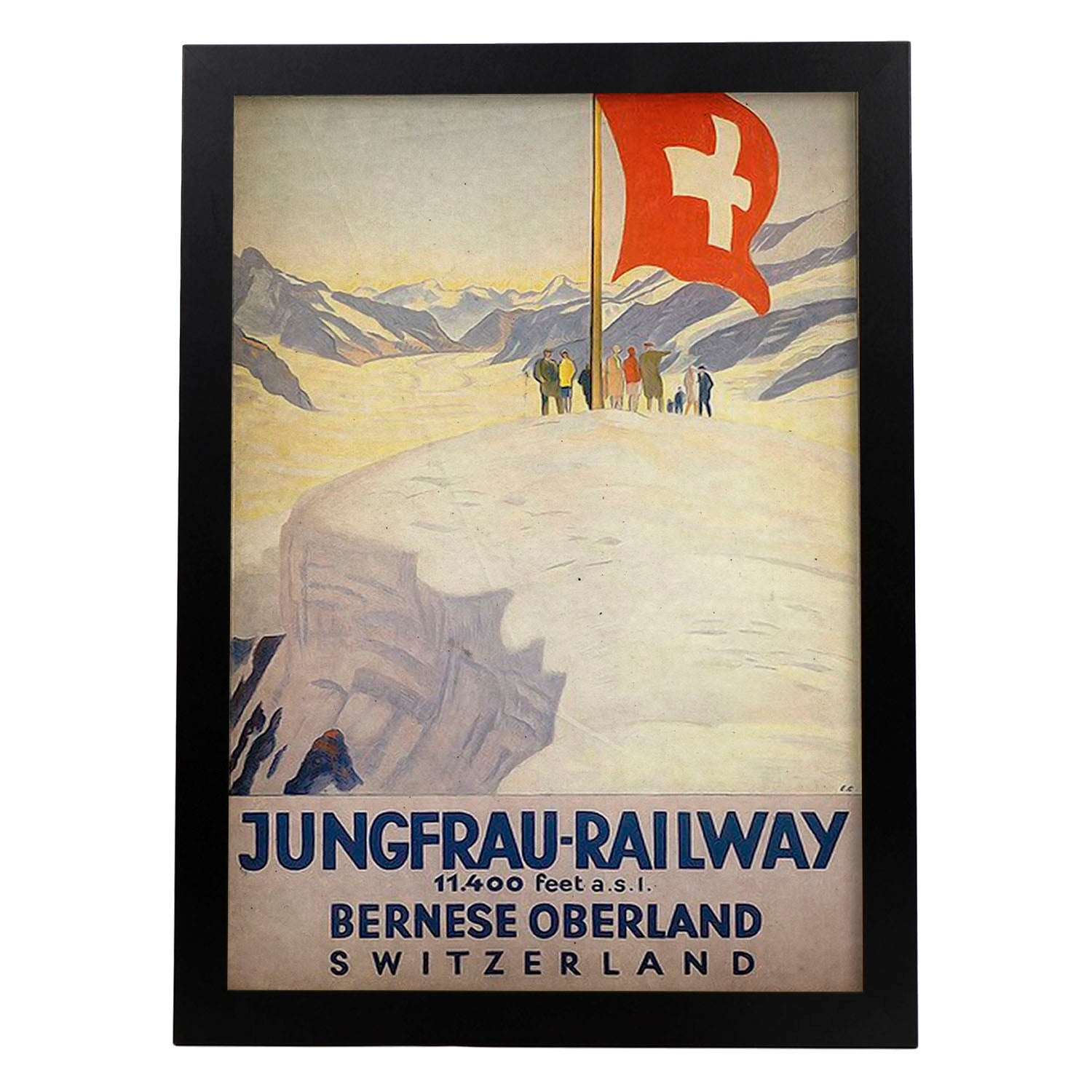Poster vintage de Tren suizo. con imágenes vintage y de publicidad antigua.-Artwork-Nacnic-A3-Marco Negro-Nacnic Estudio SL