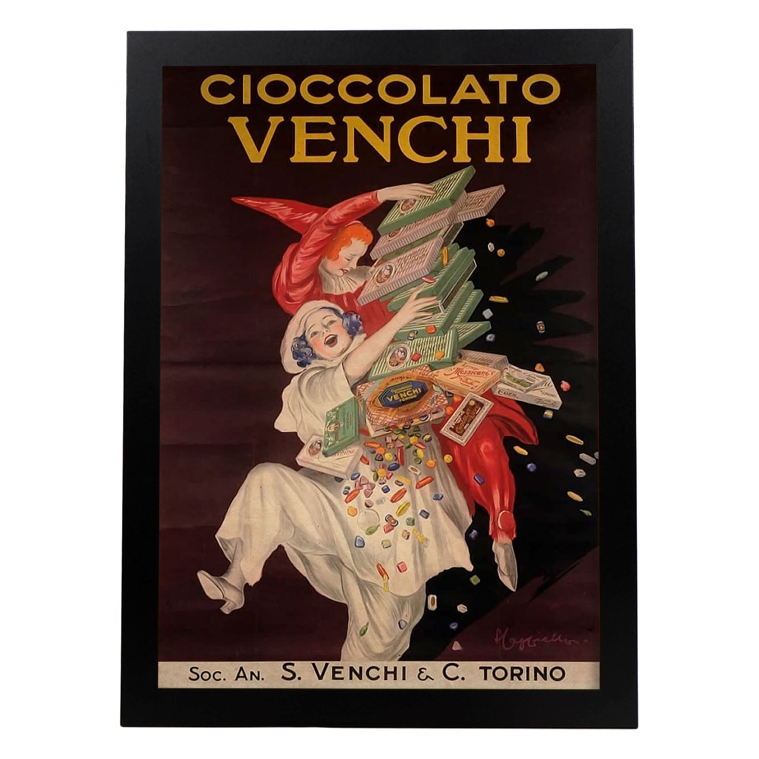 Poster vintage de Venchi. con imágenes vintage y de publicidad antigua.-Artwork-Nacnic-A3-Marco Negro-Nacnic Estudio SL