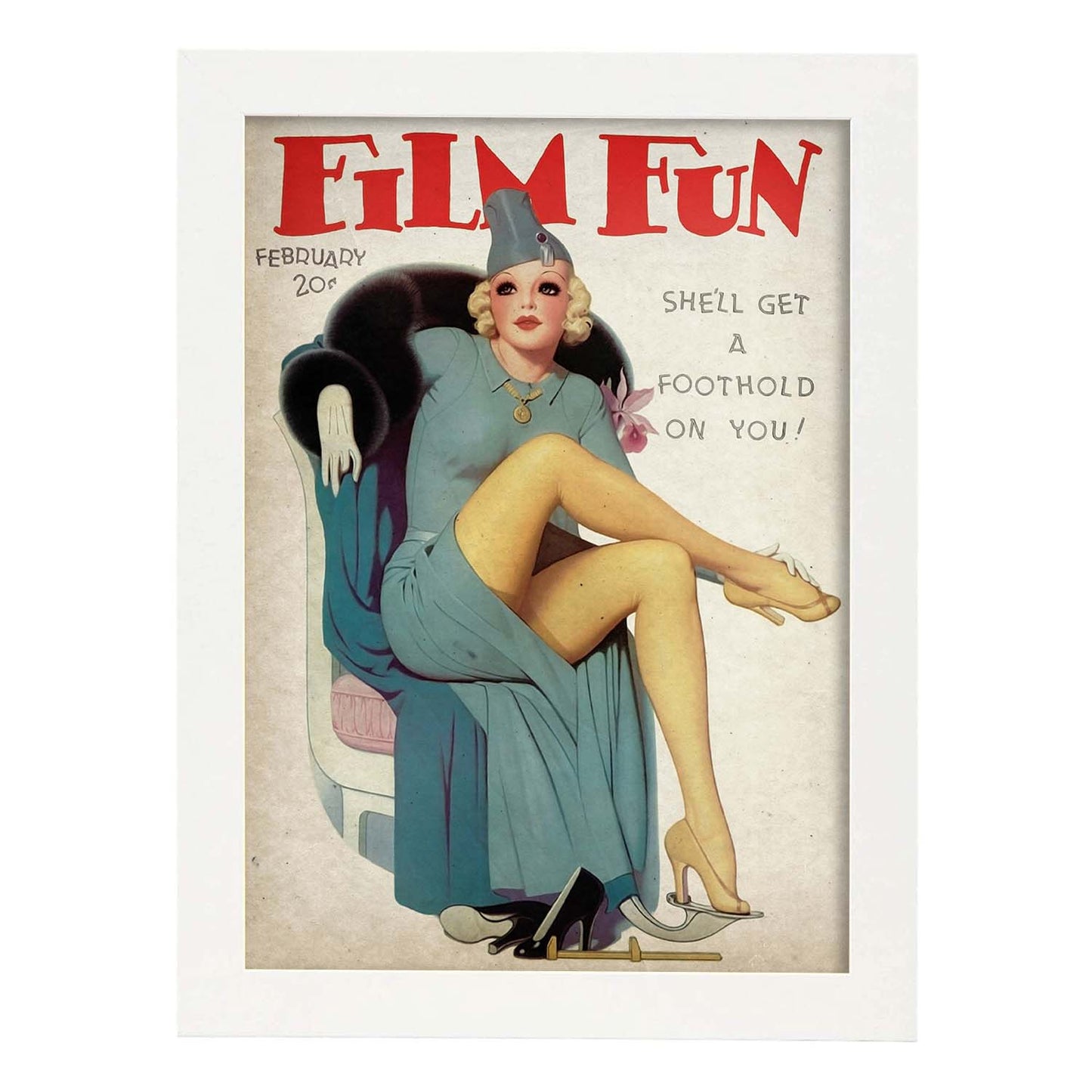 Poster vintage de Vestido azul. con imágenes vintage y de publicidad antigua.-Artwork-Nacnic-A3-Marco Blanco-Nacnic Estudio SL