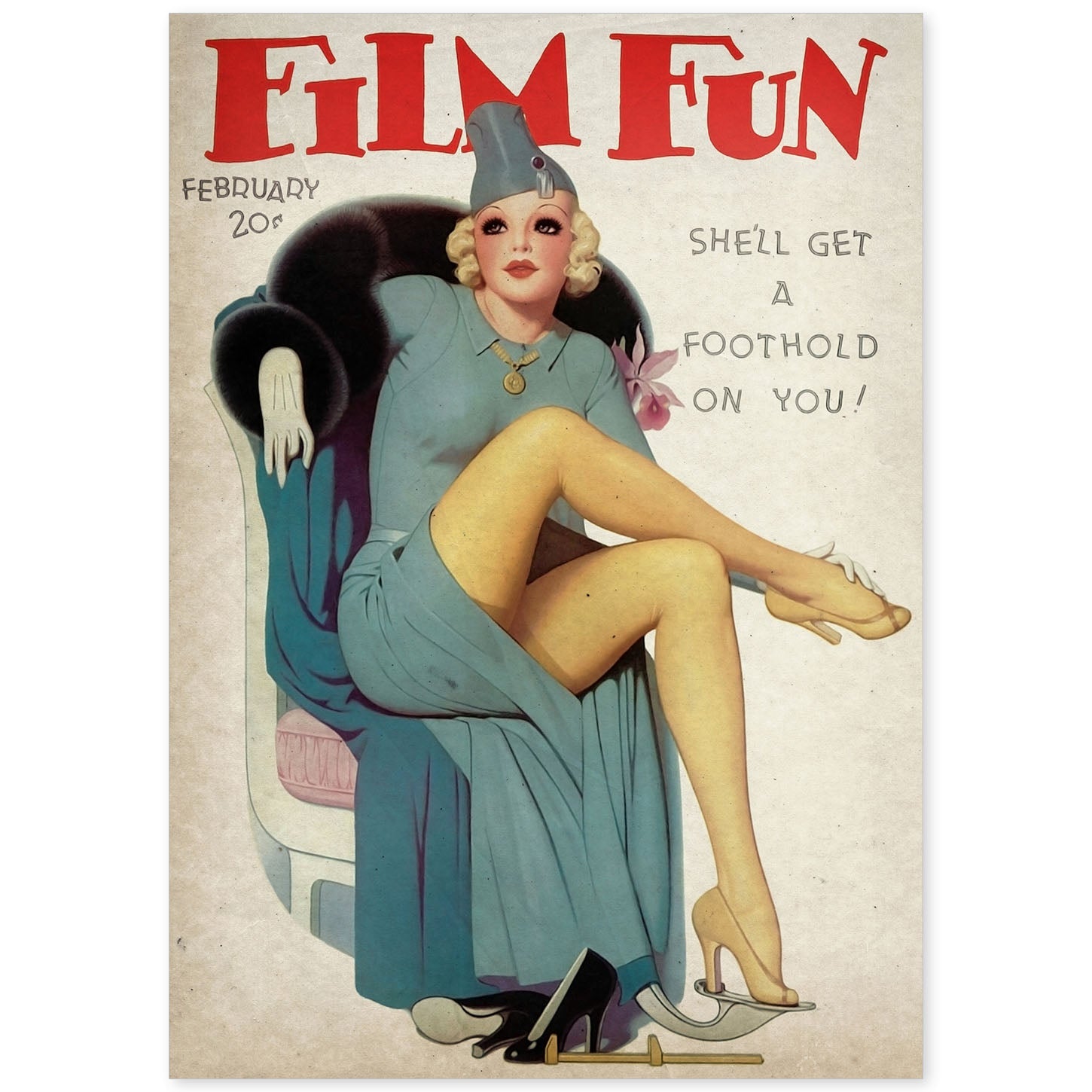 Poster vintage de Vestido azul. con imágenes vintage y de publicidad antigua.-Artwork-Nacnic-A4-Sin marco-Nacnic Estudio SL