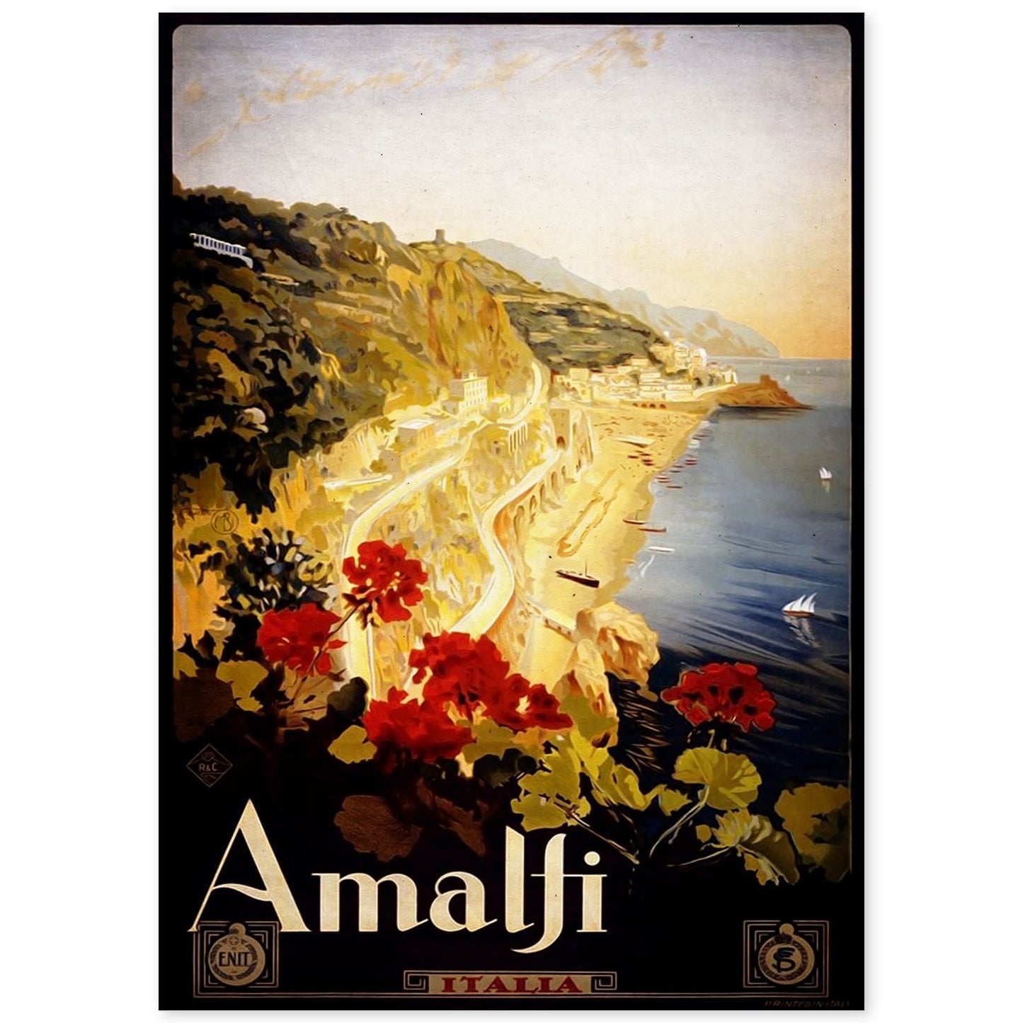 Poster vintage de Viaja a Amalfi. con imágenes vintage y de publicidad antigua.-Artwork-Nacnic-A4-Sin marco-Nacnic Estudio SL