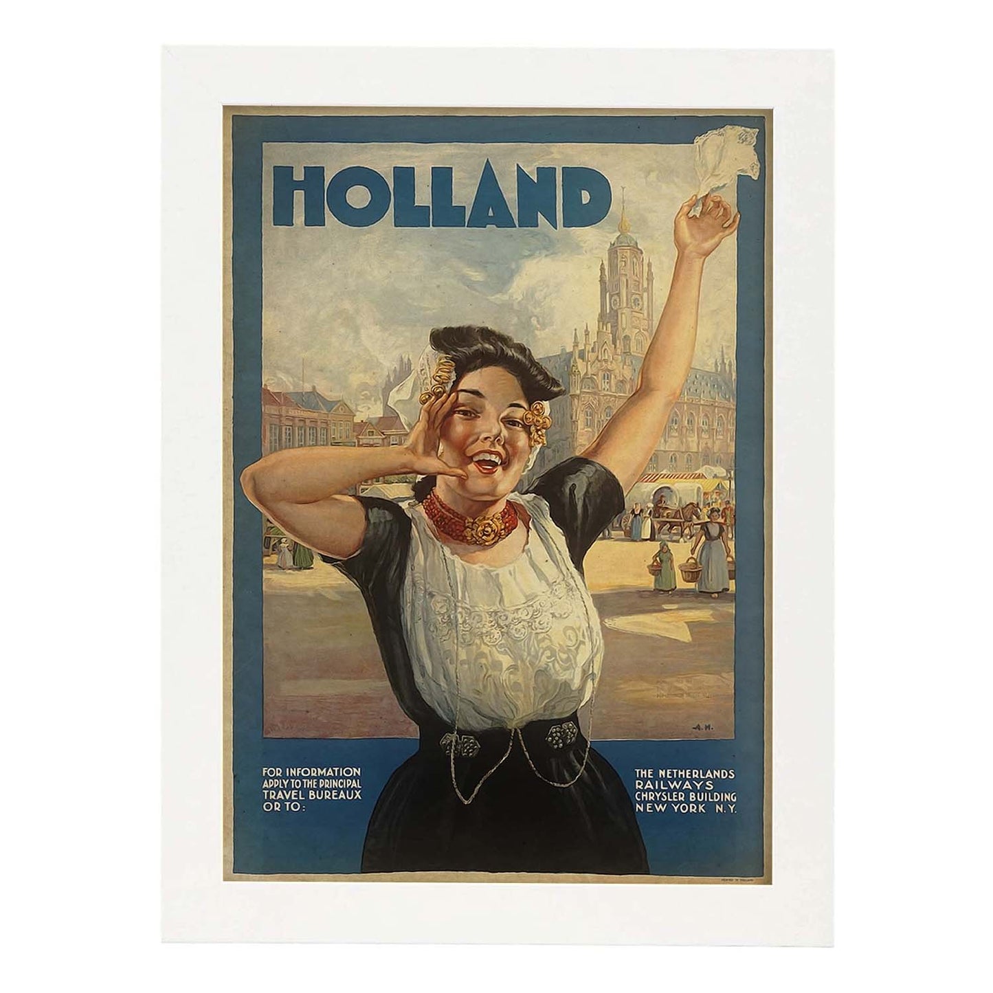 Poster vintage de Viaja a Holanda. con imágenes vintage y de publicidad antigua.-Artwork-Nacnic-A3-Marco Blanco-Nacnic Estudio SL