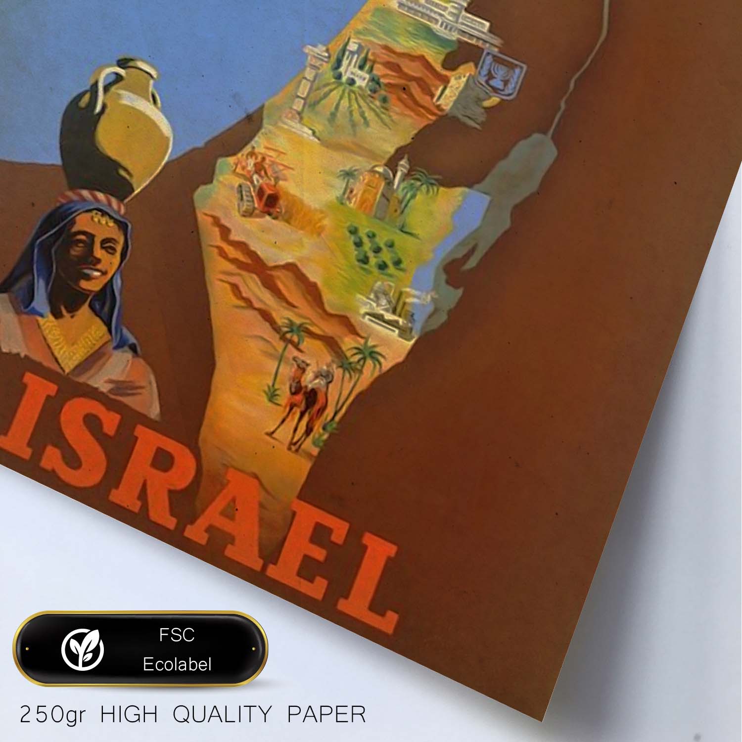 Poster vintage de Viaja a Israel. con imágenes vintage y de publicidad antigua.-Artwork-Nacnic-Nacnic Estudio SL