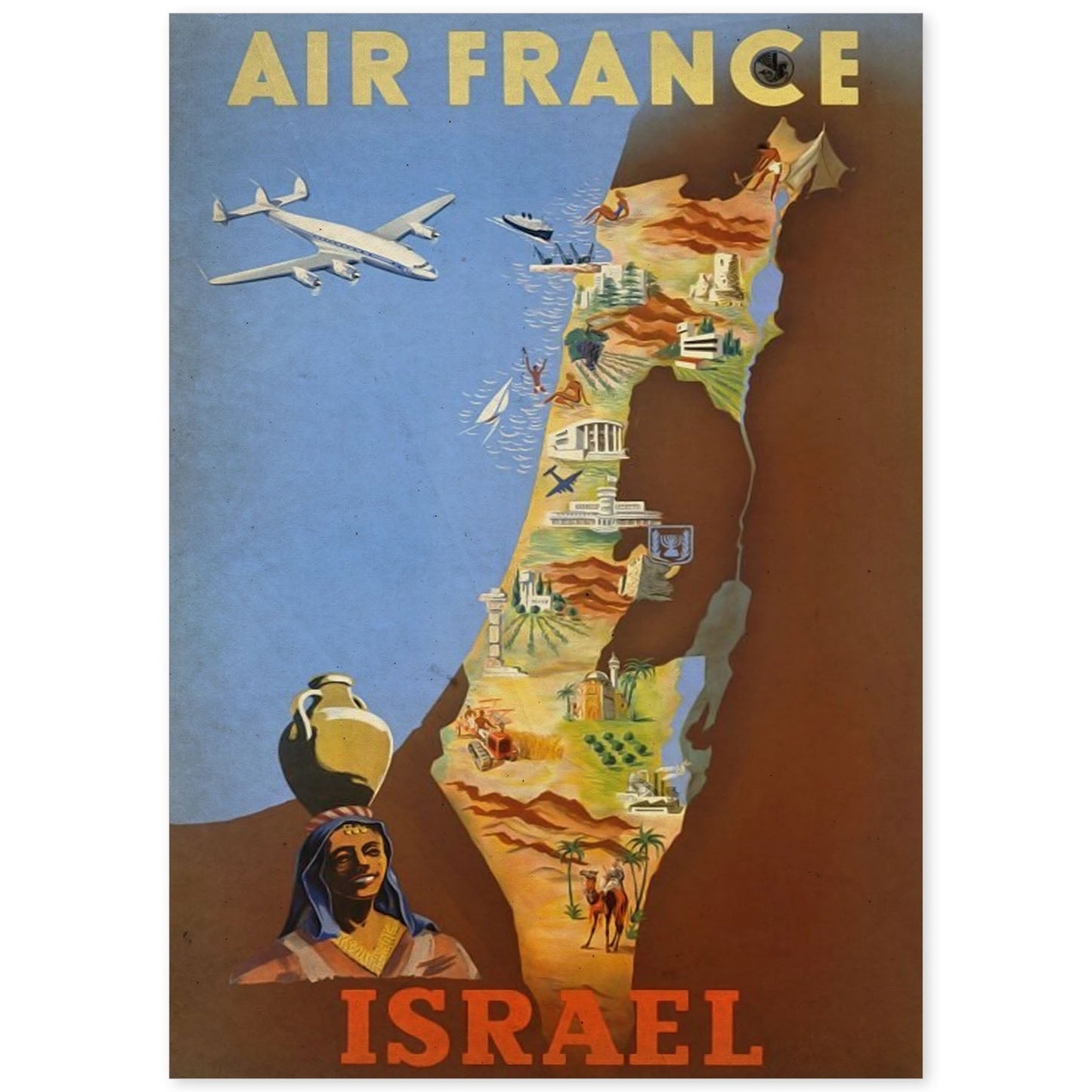 Poster vintage de Viaja a Israel. con imágenes vintage y de publicidad antigua.-Artwork-Nacnic-A4-Sin marco-Nacnic Estudio SL