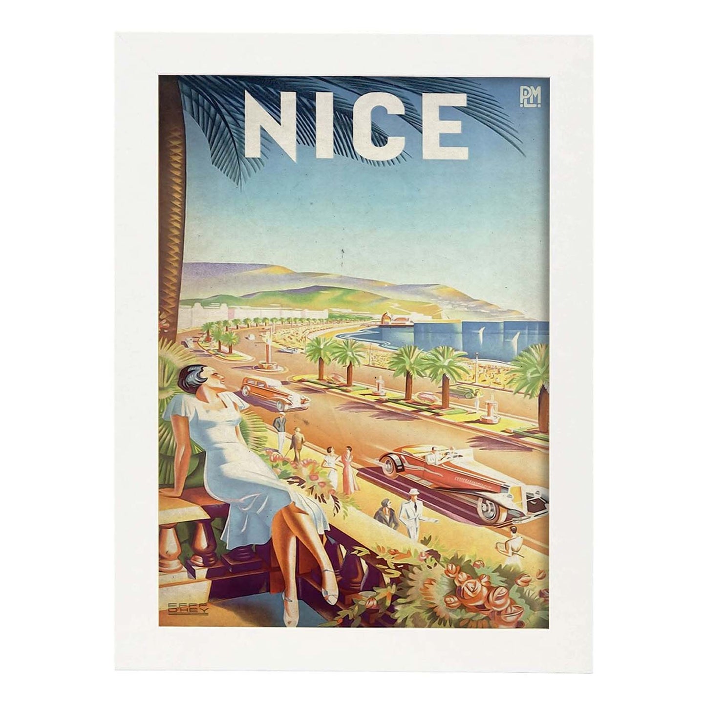 Poster vintage de Viaja a Niza. con imágenes vintage y de publicidad antigua.-Artwork-Nacnic-A3-Marco Blanco-Nacnic Estudio SL