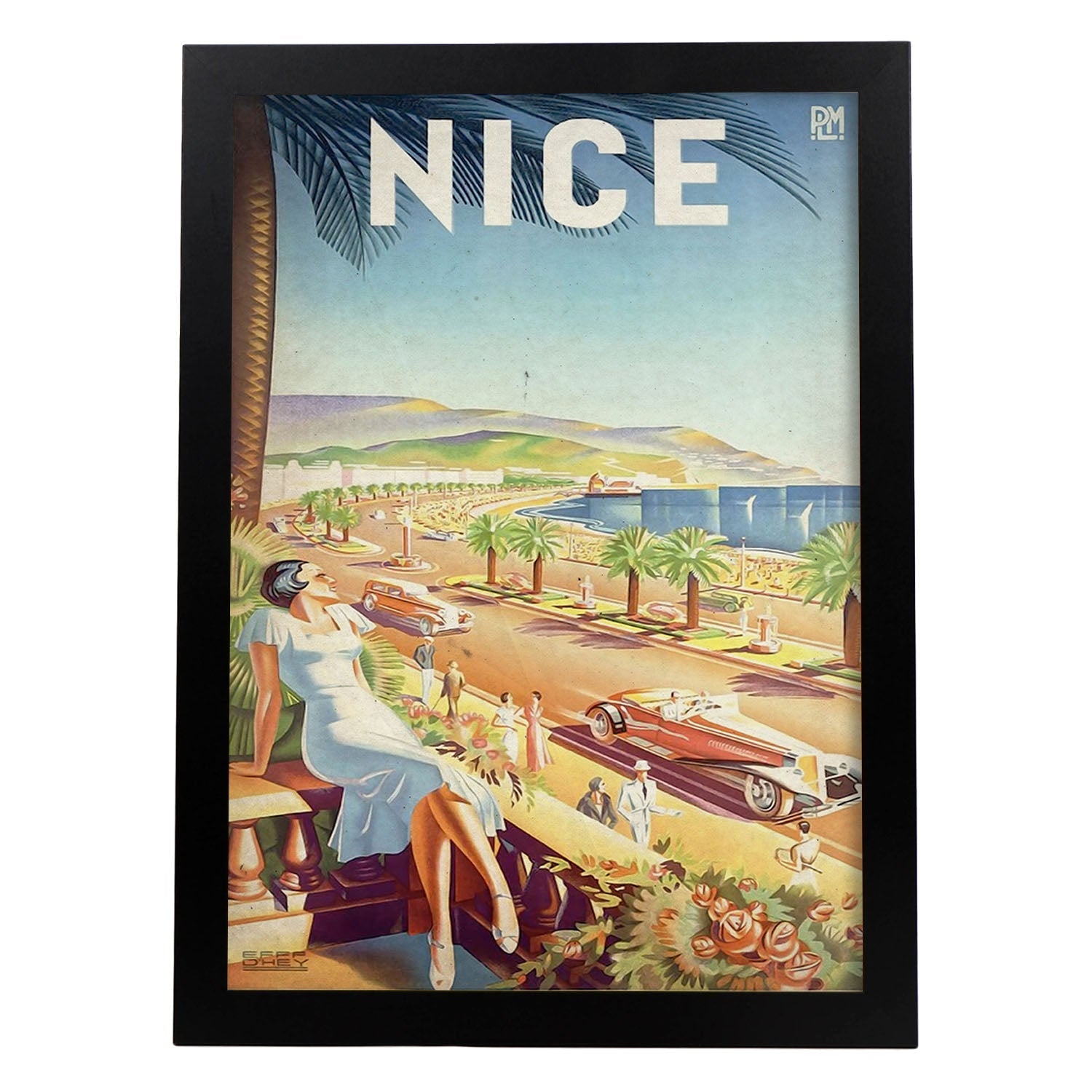 Poster vintage de Viaja a Niza. con imágenes vintage y de publicidad antigua.-Artwork-Nacnic-A3-Marco Negro-Nacnic Estudio SL