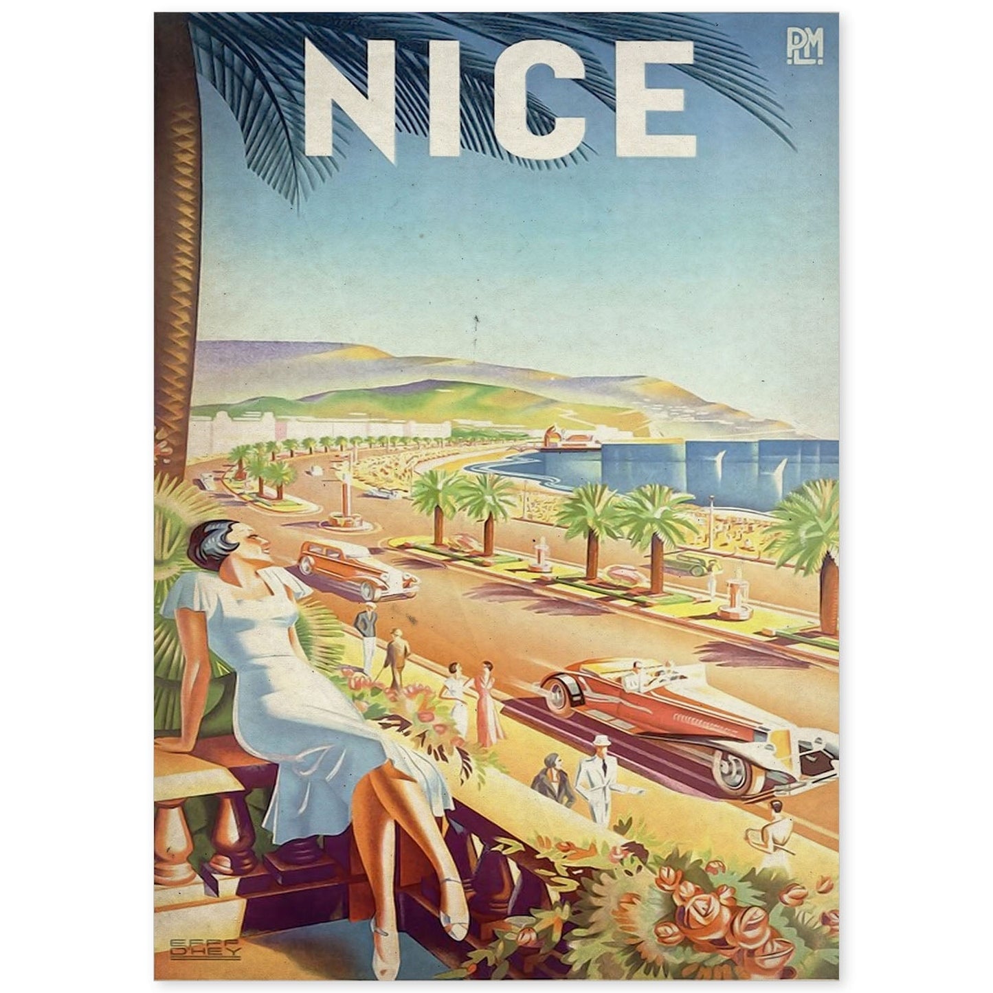 Poster vintage de Viaja a Niza. con imágenes vintage y de publicidad antigua.-Artwork-Nacnic-A4-Sin marco-Nacnic Estudio SL