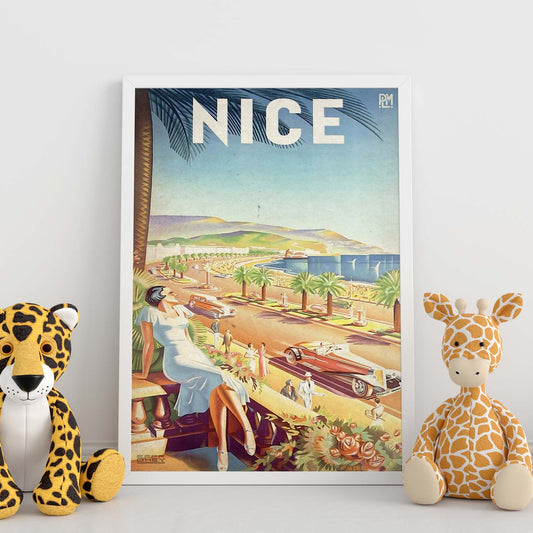 Poster vintage de Viaja a Niza. con imágenes vintage y de publicidad antigua.-Artwork-Nacnic-Nacnic Estudio SL