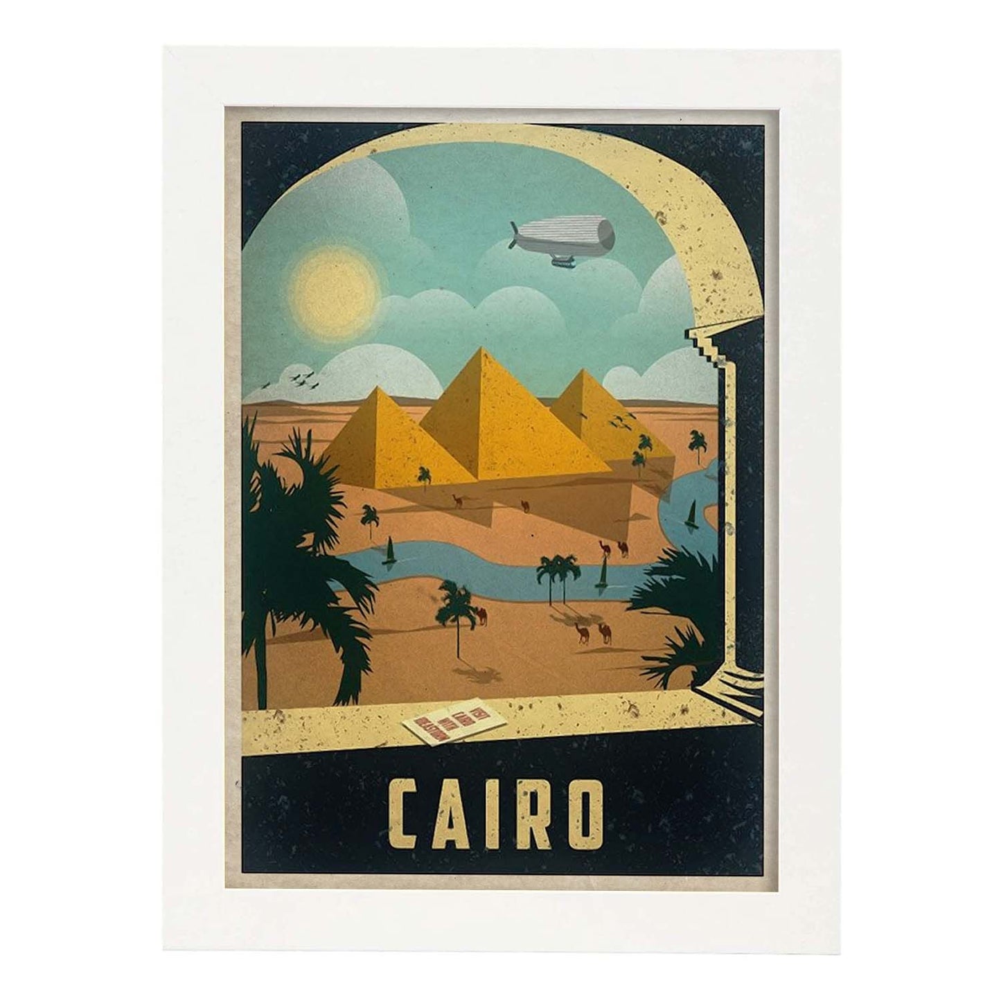 Poster vintage de Visita el Cairo. con imágenes vintage y de publicidad antigua.-Artwork-Nacnic-A3-Marco Blanco-Nacnic Estudio SL