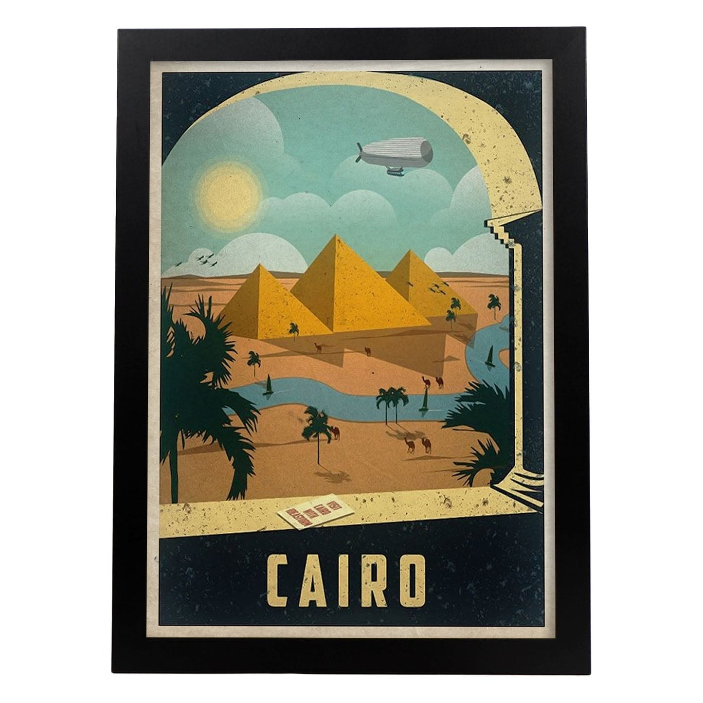 Poster vintage de Visita el Cairo. con imágenes vintage y de publicidad antigua.-Artwork-Nacnic-A3-Marco Negro-Nacnic Estudio SL