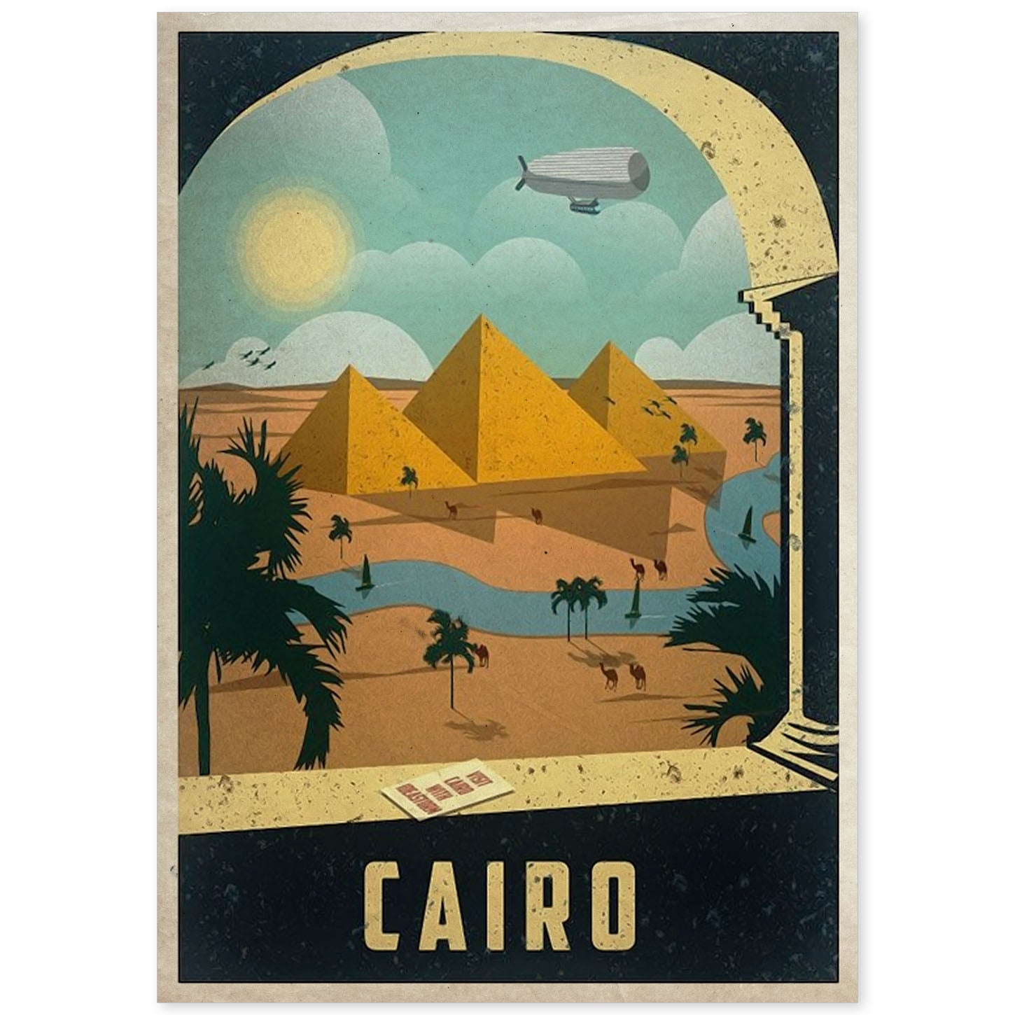 Poster vintage de Visita el Cairo. con imágenes vintage y de publicidad antigua.-Artwork-Nacnic-A4-Sin marco-Nacnic Estudio SL