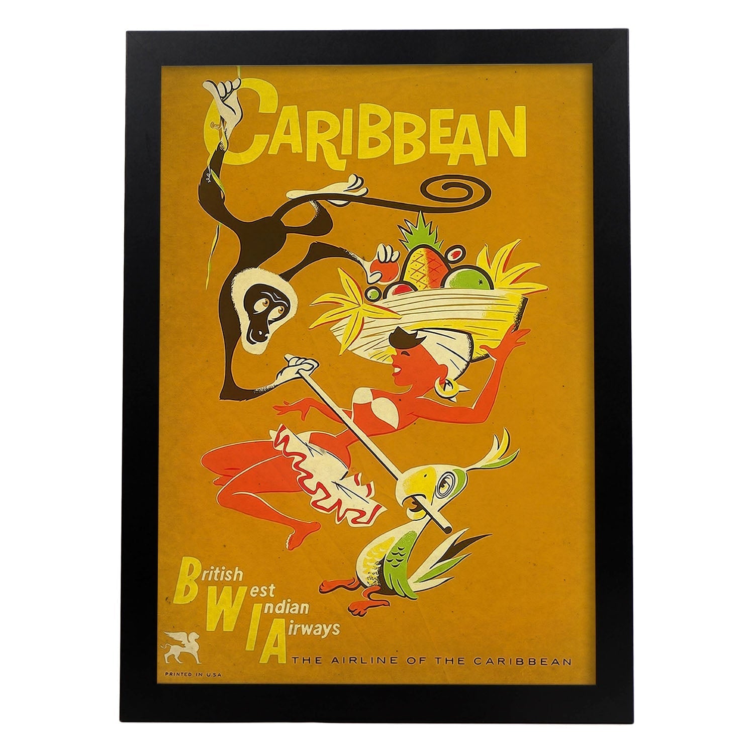 Poster vintage de Visita el Caribe. con imágenes vintage y de publicidad antigua.-Artwork-Nacnic-A3-Marco Negro-Nacnic Estudio SL