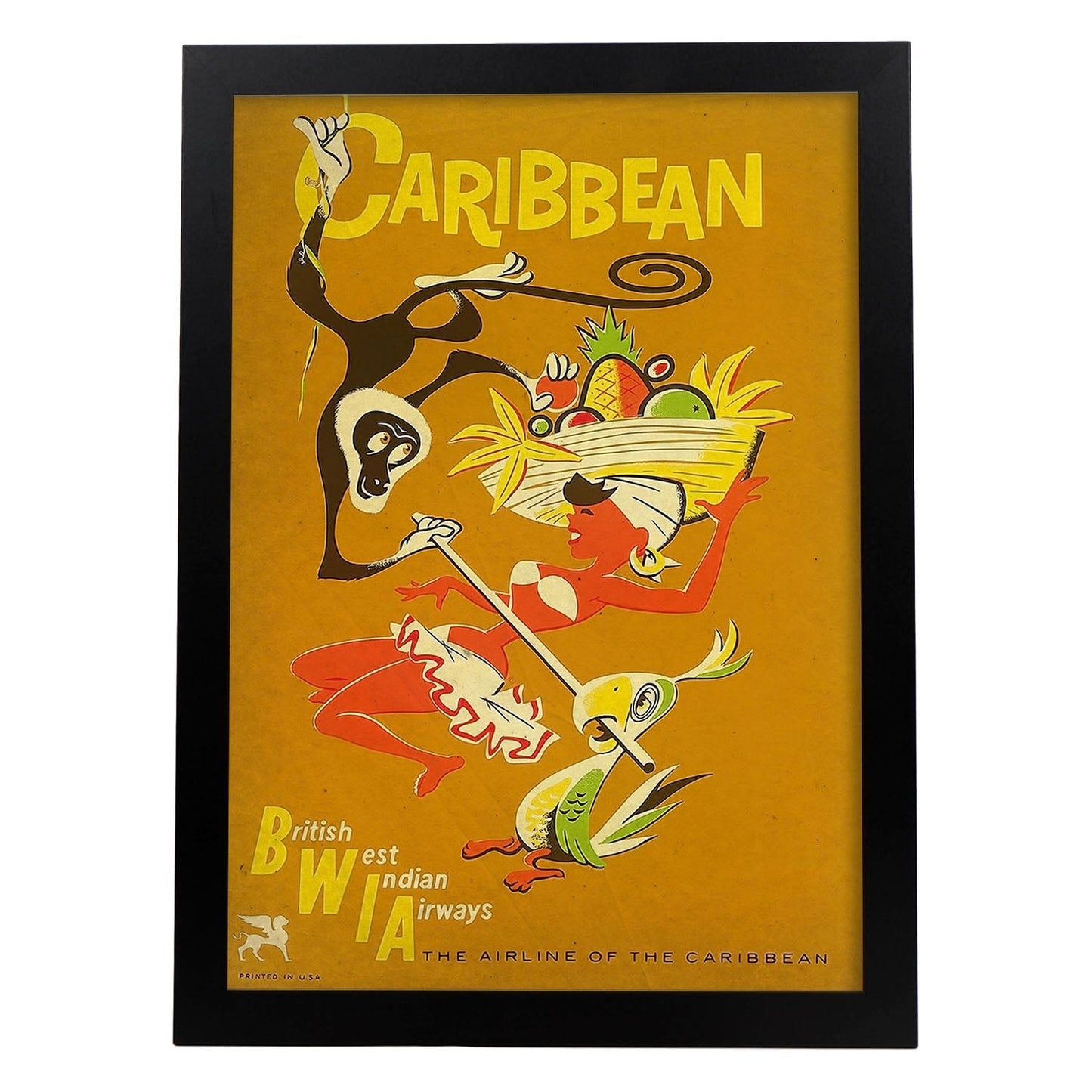 Poster vintage de Visita el Caribe. con imágenes vintage y de publicidad antigua.-Artwork-Nacnic-A4-Marco Negro-Nacnic Estudio SL
