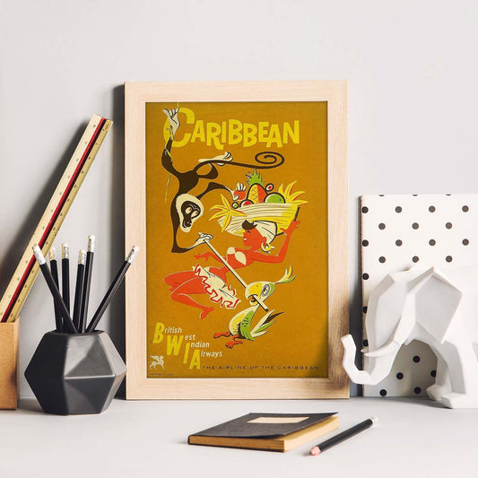 Poster vintage de Visita el Caribe. con imágenes vintage y de publicidad antigua.-Artwork-Nacnic-Nacnic Estudio SL