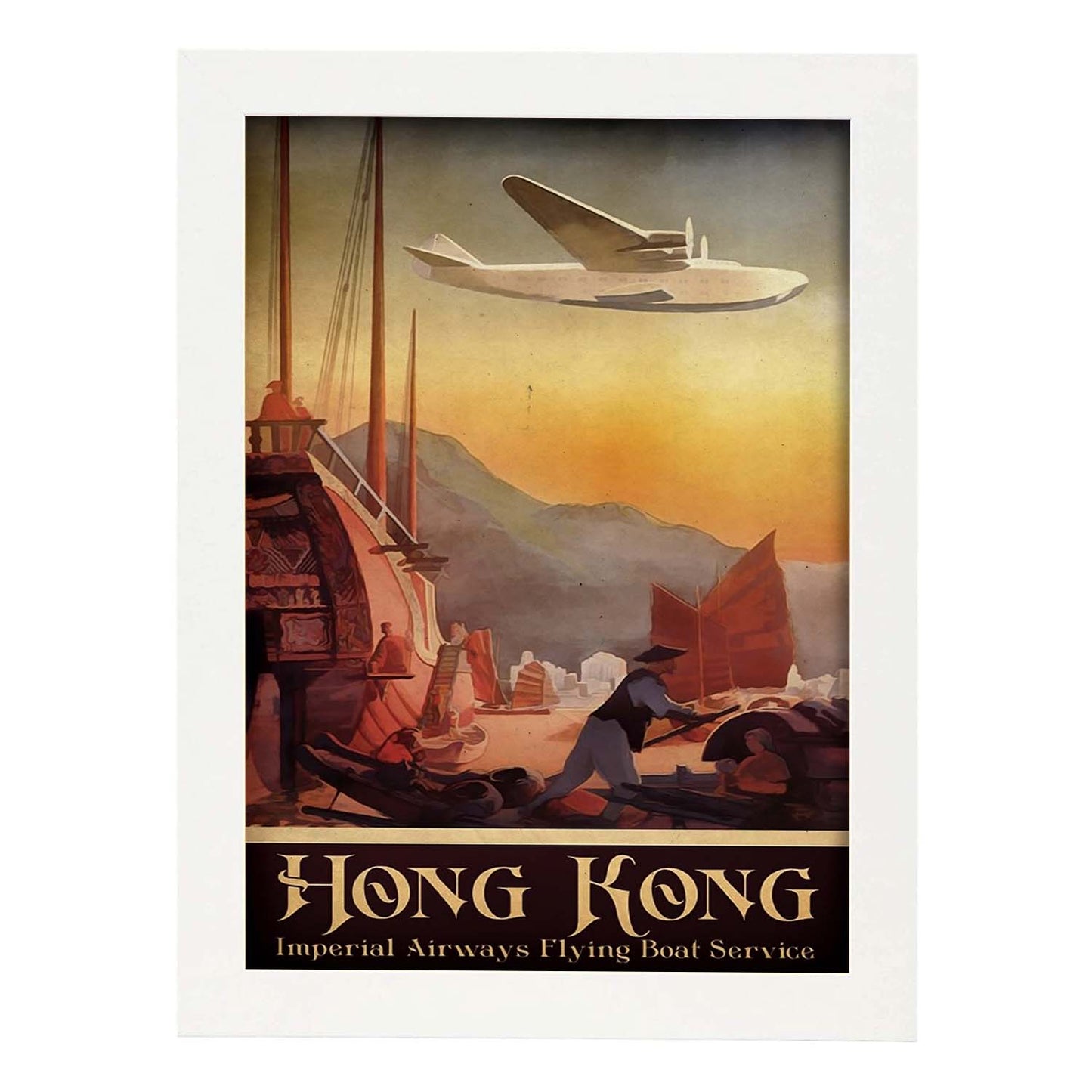 Poster vintage de Visita Hong Kong. con imágenes vintage y de publicidad antigua.-Artwork-Nacnic-A3-Marco Blanco-Nacnic Estudio SL