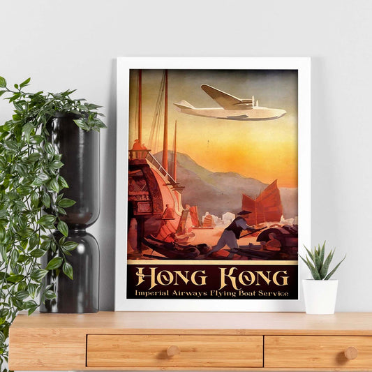 Poster vintage de Visita Hong Kong. con imágenes vintage y de publicidad antigua.-Artwork-Nacnic-Nacnic Estudio SL
