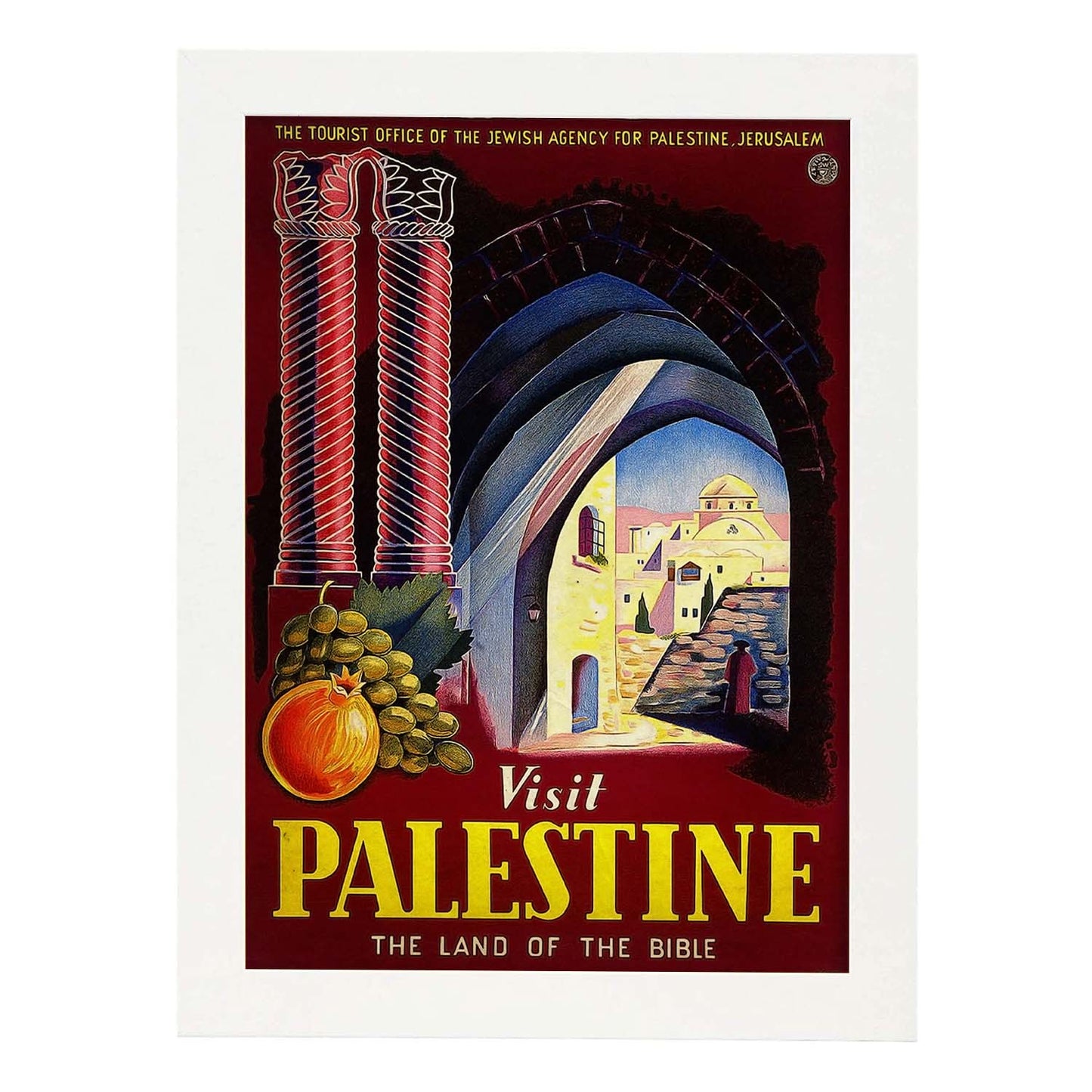 Poster vintage de Visita Palestina. con imágenes vintage y de publicidad antigua.-Artwork-Nacnic-A3-Marco Blanco-Nacnic Estudio SL