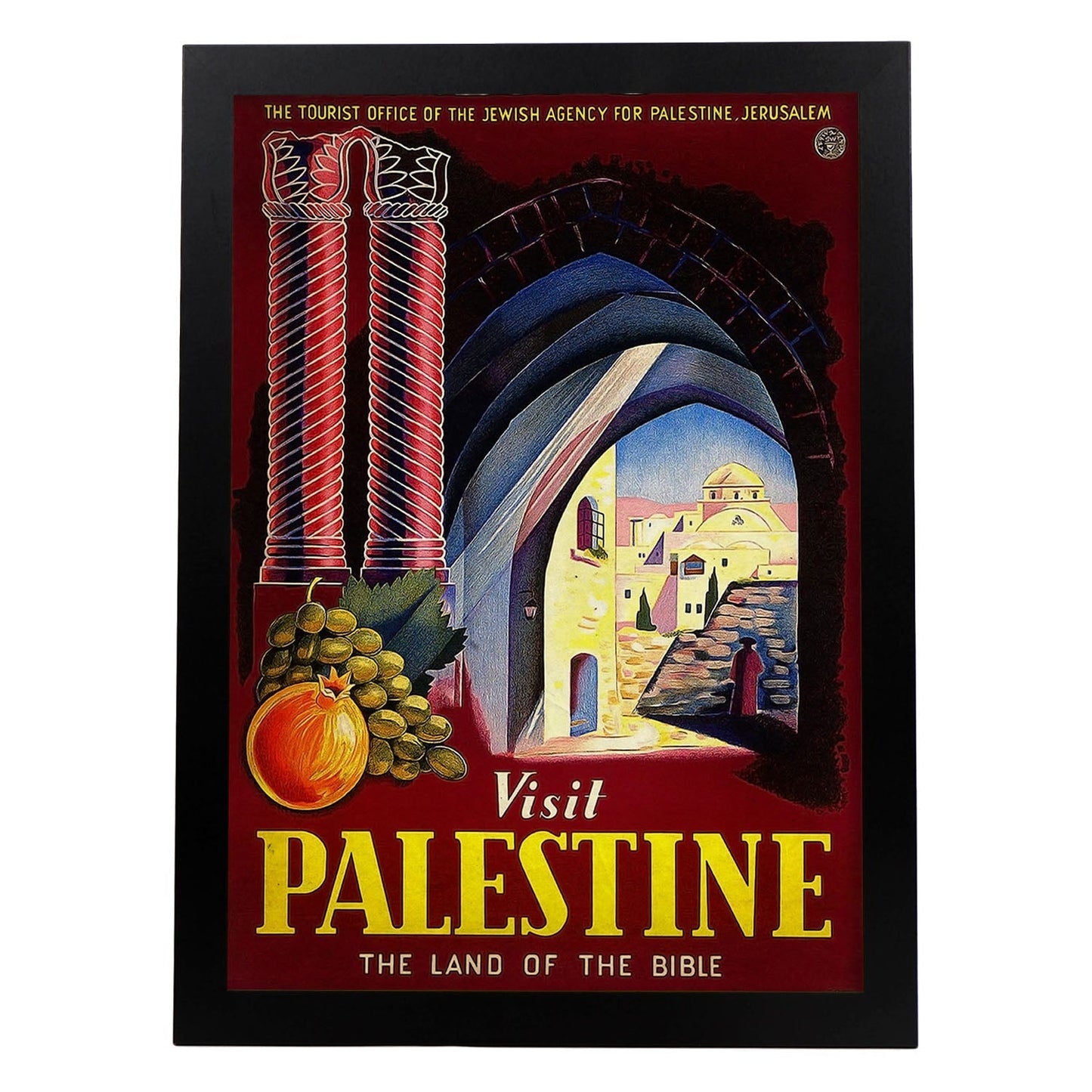 Poster vintage de Visita Palestina. con imágenes vintage y de publicidad antigua.-Artwork-Nacnic-A3-Marco Negro-Nacnic Estudio SL
