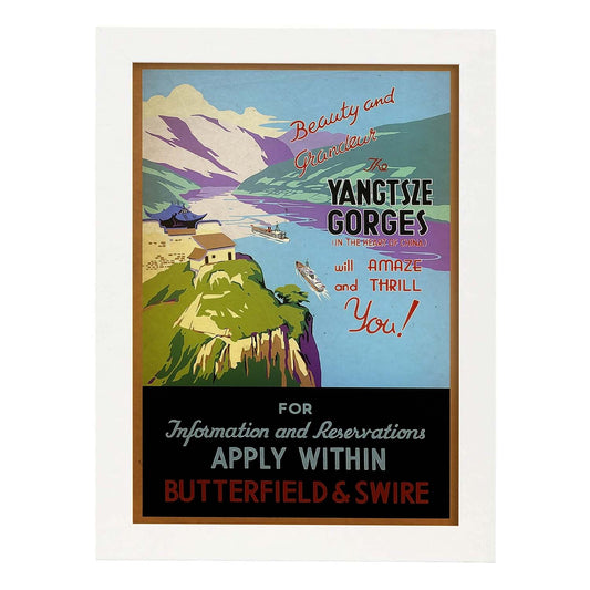 Poster vintage de Yangtsze. con imágenes vintage y de publicidad antigua.-Artwork-Nacnic-A4-Marco Blanco-Nacnic Estudio SL