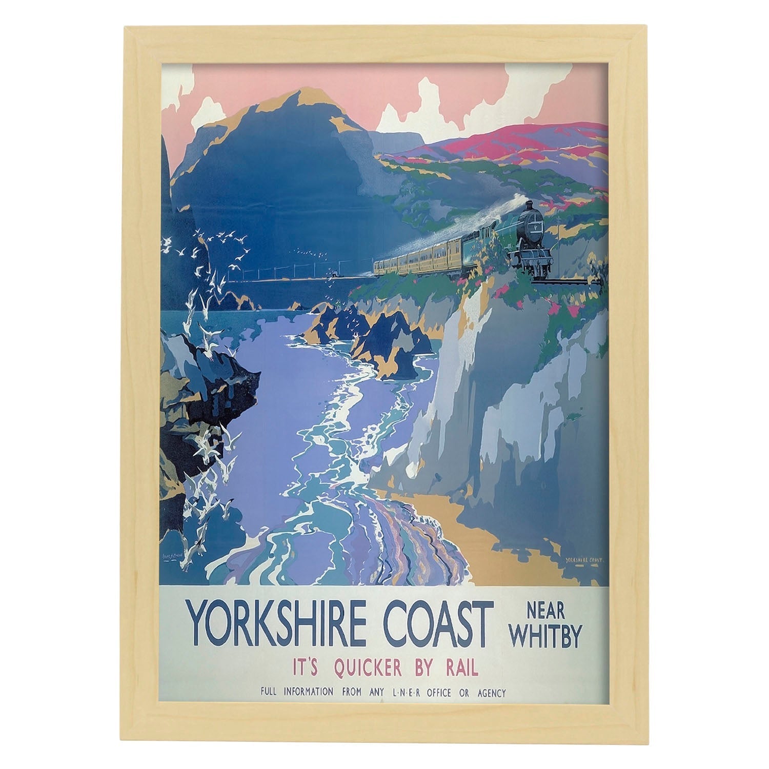 Poster vintage de Yorkshire. con imágenes vintage y de publicidad antigua.-Artwork-Nacnic-A3-Marco Madera clara-Nacnic Estudio SL