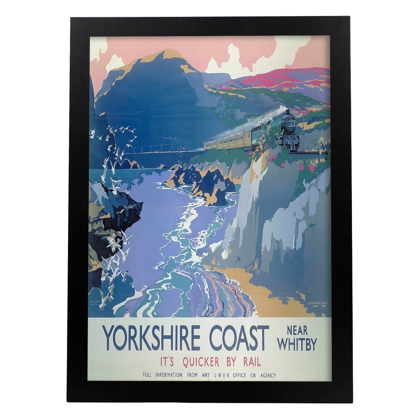 Poster vintage de Yorkshire. con imágenes vintage y de publicidad antigua.-Artwork-Nacnic-A3-Marco Negro-Nacnic Estudio SL
