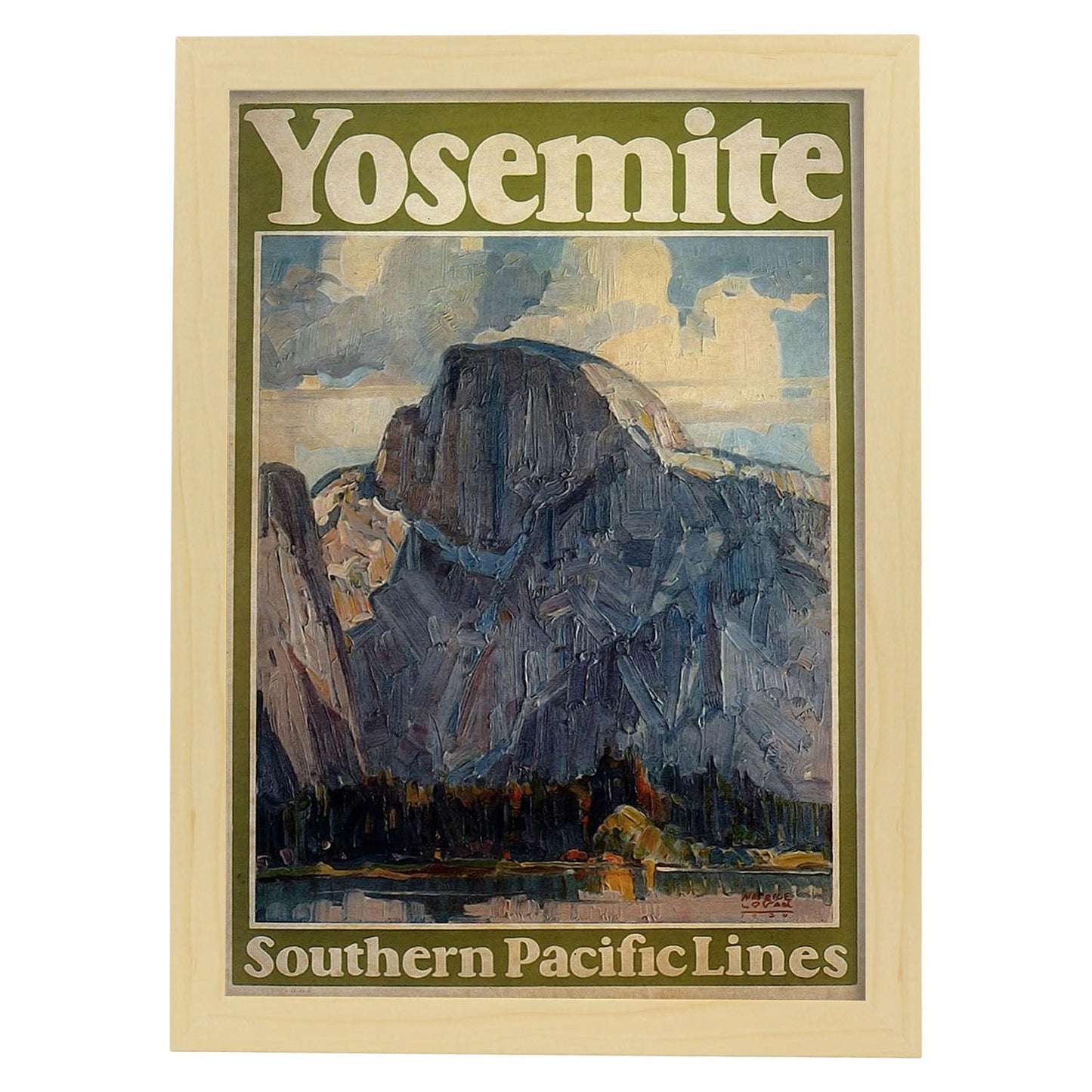 Poster vintage de Yosemite. con imágenes vintage y de publicidad antigua.-Artwork-Nacnic-A4-Marco Madera clara-Nacnic Estudio SL