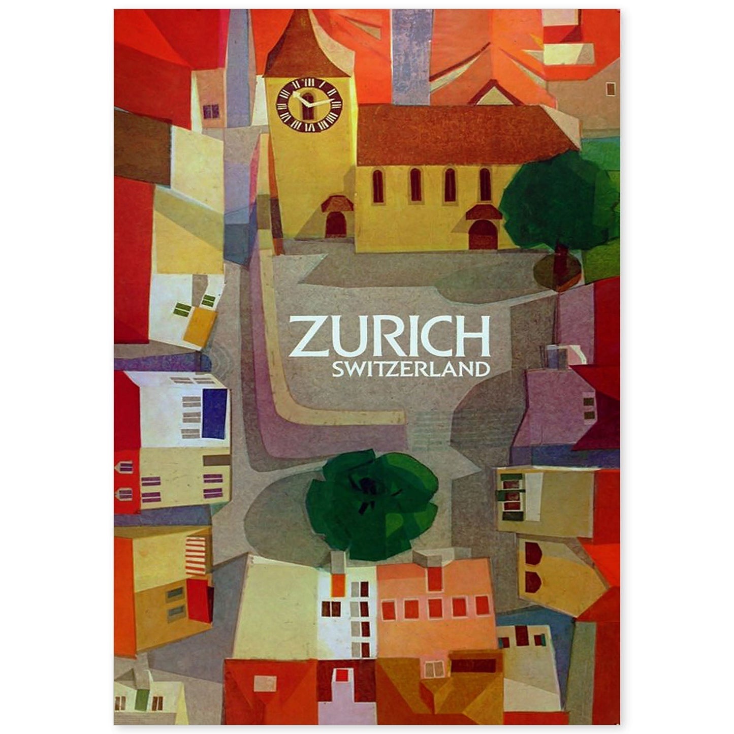 Poster vintage de Zurich. con imágenes vintage y de publicidad antigua.-Artwork-Nacnic-A4-Sin marco-Nacnic Estudio SL