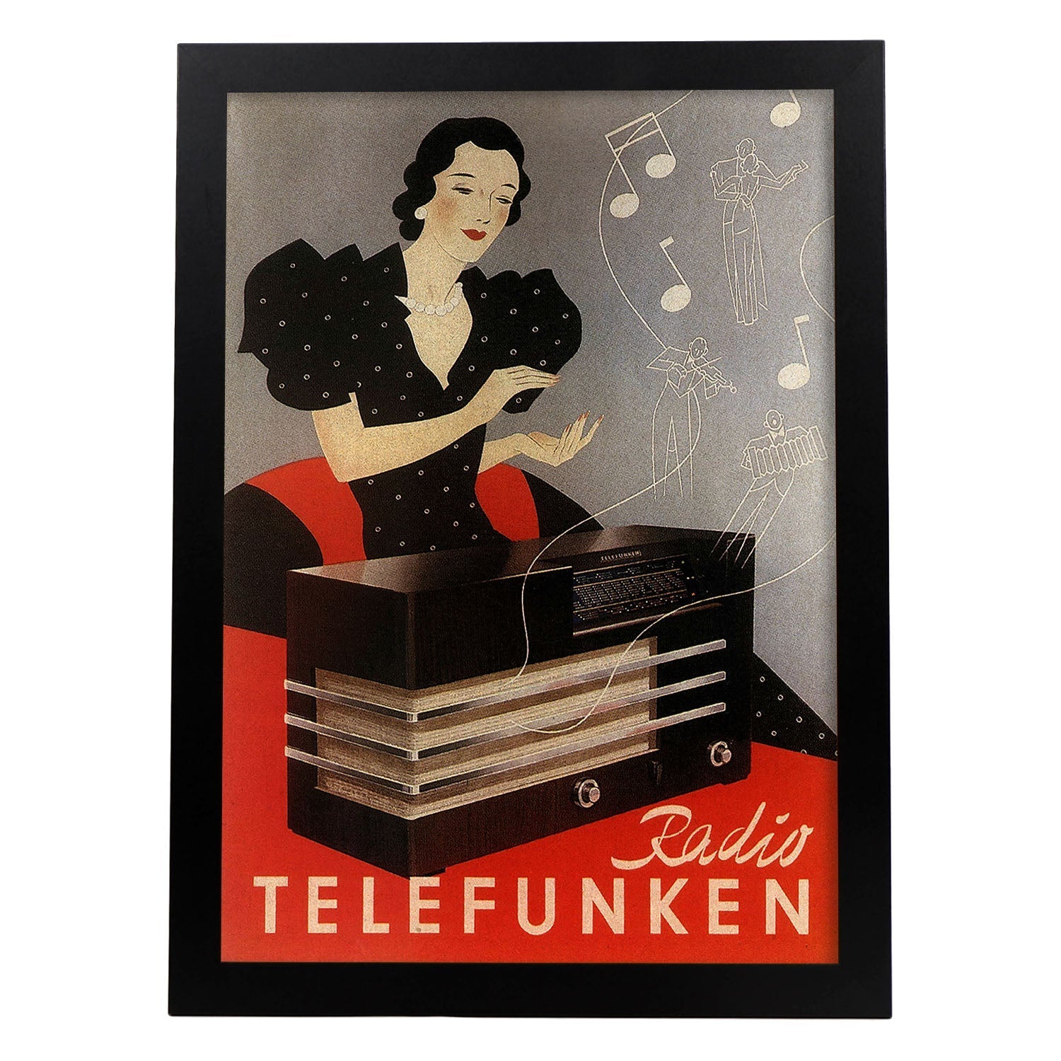 Poster vintage. Anuncio vinate Radio-Telefunken de 1935..-Artwork-Nacnic-A3-Marco Negro-Nacnic Estudio SL
