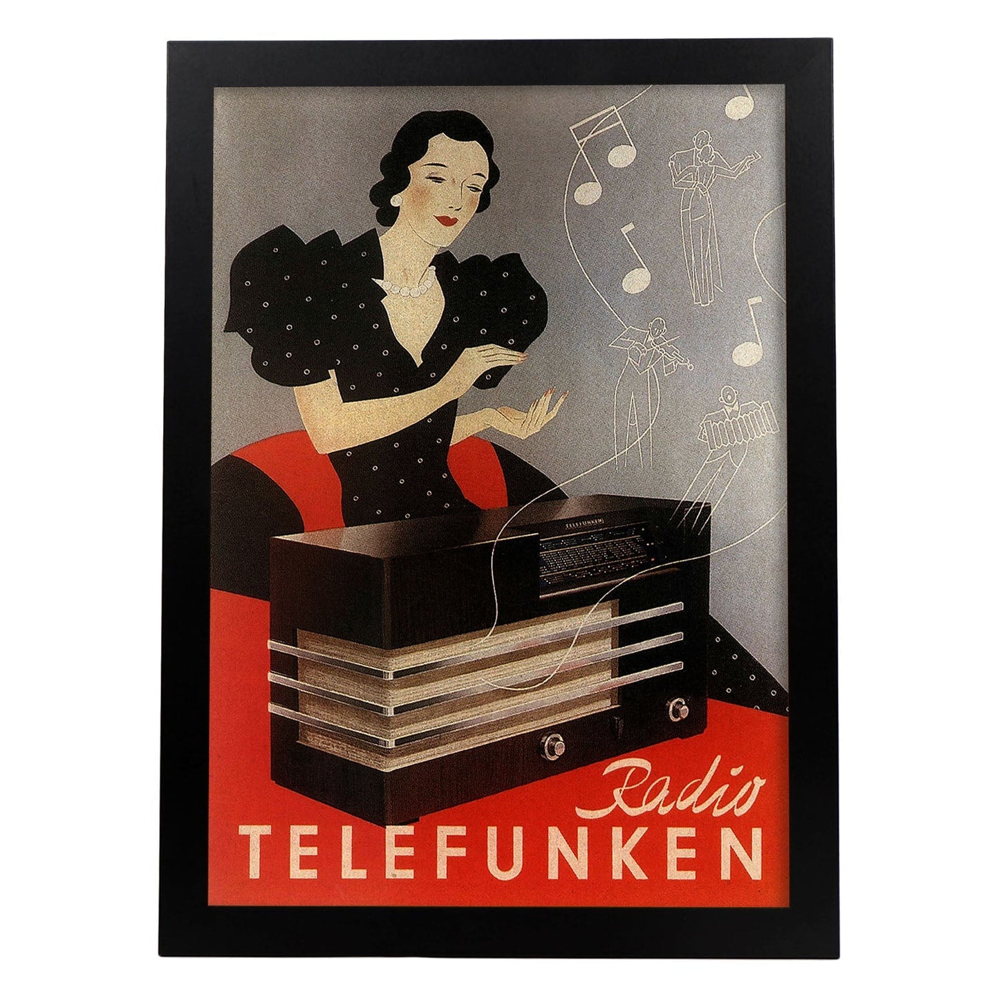 Poster vintage. Anuncio vinate Radio-Telefunken de 1935..-Artwork-Nacnic-A4-Marco Negro-Nacnic Estudio SL