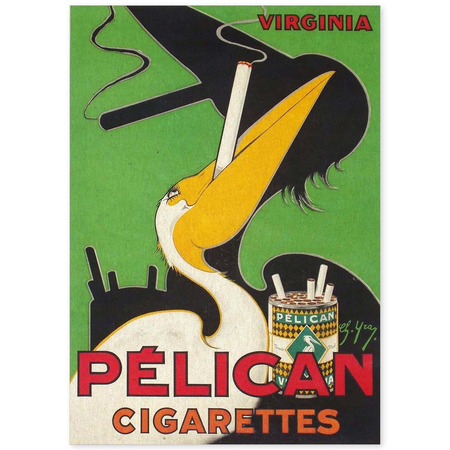 Poster vintage. Anuncio vintage cigarettes Pélican.-Artwork-Nacnic-A4-Sin marco-Nacnic Estudio SL