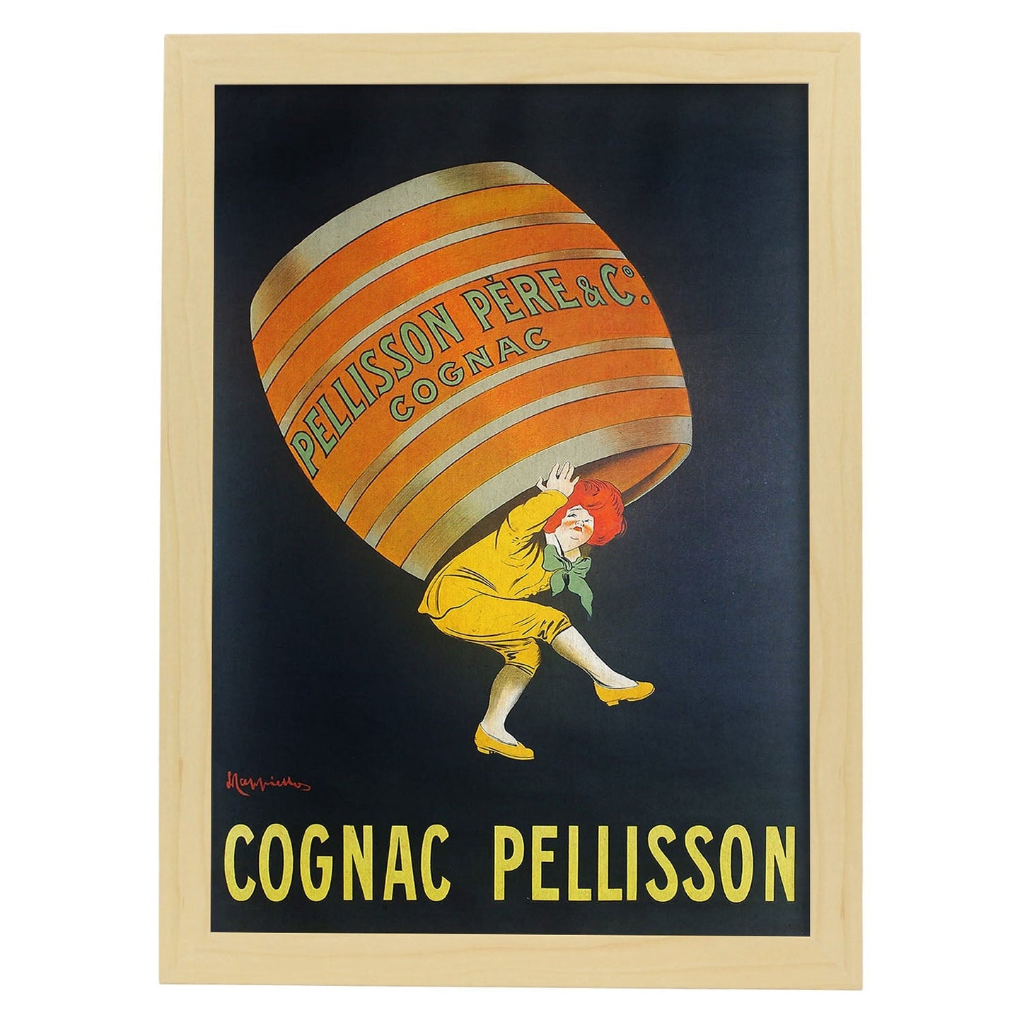 Poster vintage. Anuncio vintage Cognac Pellisson de 1907..-Artwork-Nacnic-A3-Marco Madera clara-Nacnic Estudio SL