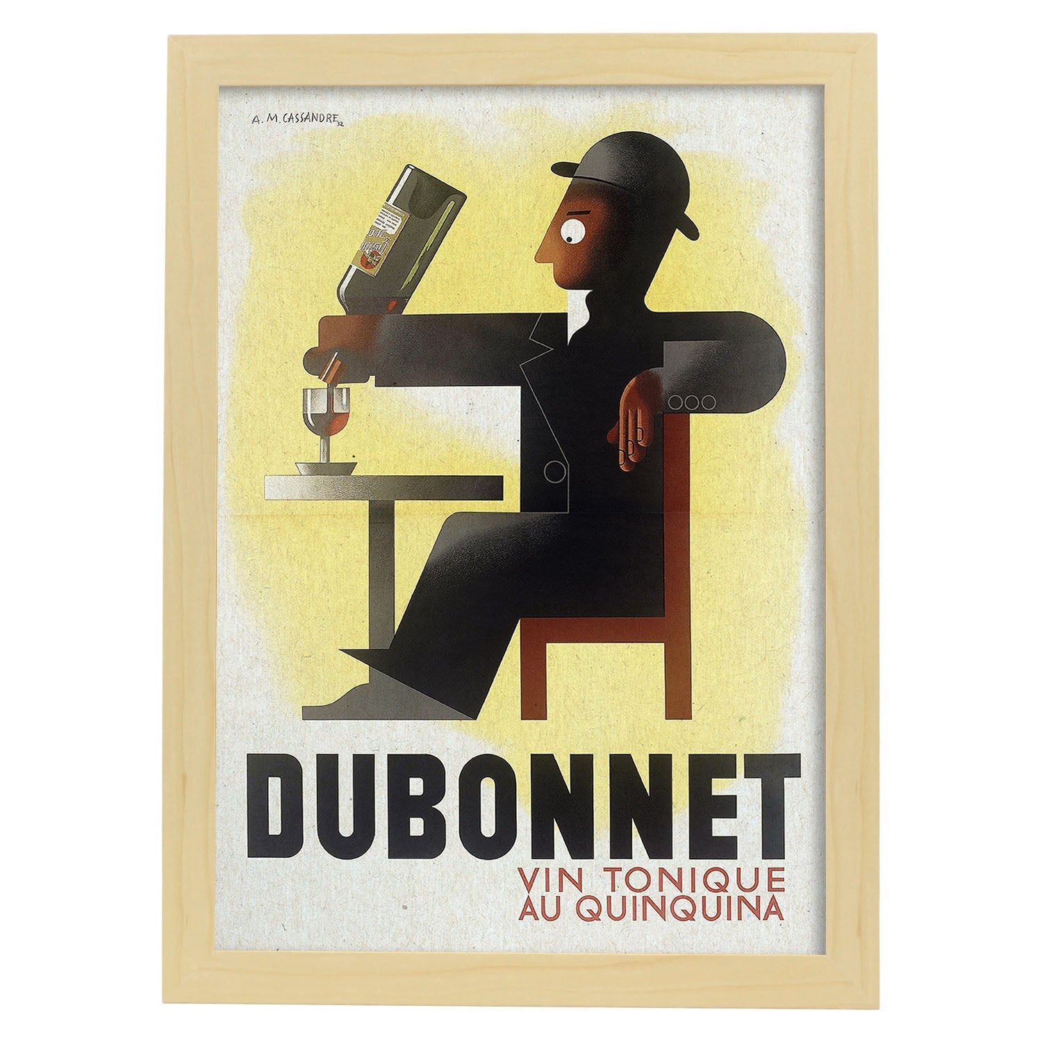 Poster vintage. Anuncio vintage de Dubo Dubon Dubonnet de 1932..-Artwork-Nacnic-A3-Marco Madera clara-Nacnic Estudio SL