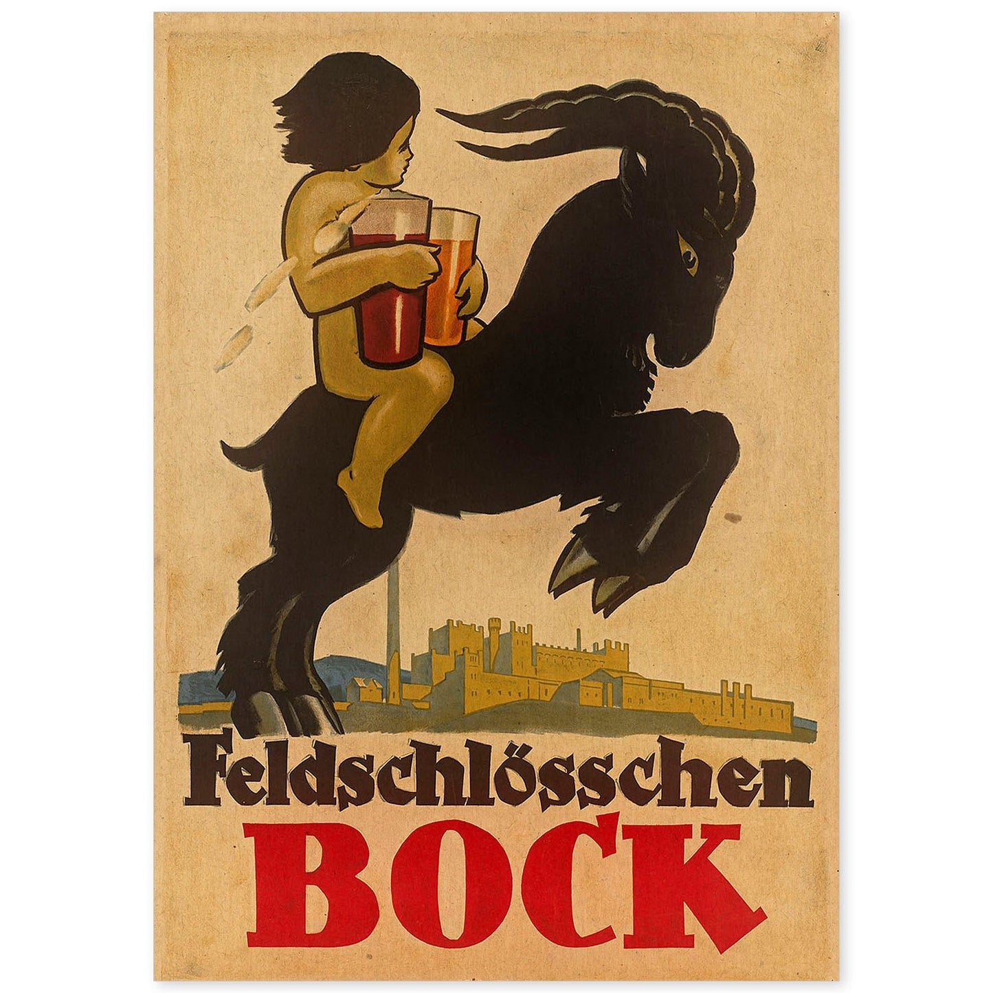 Poster vintage. Anuncio vintage de feldschlösschen BOCK.-Artwork-Nacnic-A4-Sin marco-Nacnic Estudio SL
