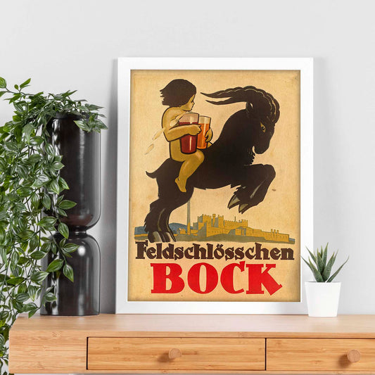 Poster vintage. Anuncio vintage de feldschlösschen BOCK.-Artwork-Nacnic-Nacnic Estudio SL