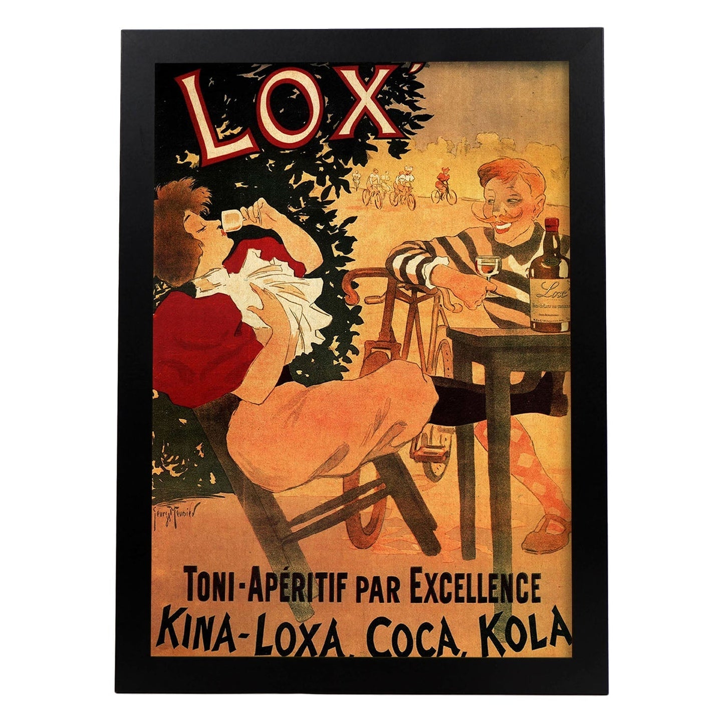Poster vintage. Anuncio vintage de LOX Toni-Aperitif Par Excellence, Kina-Loxa. Coca Kola de 1895..-Artwork-Nacnic-A3-Marco Negro-Nacnic Estudio SL