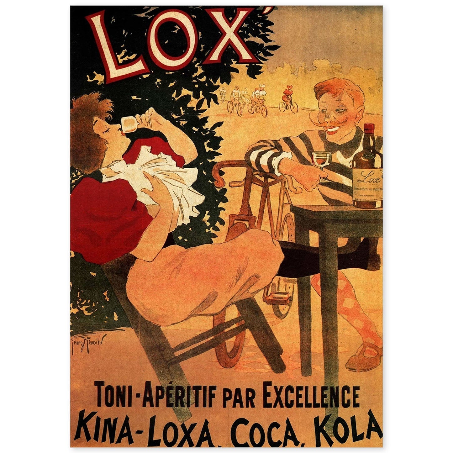 Poster vintage. Anuncio vintage de LOX Toni-Aperitif Par Excellence, Kina-Loxa. Coca Kola de 1895..-Artwork-Nacnic-A4-Sin marco-Nacnic Estudio SL