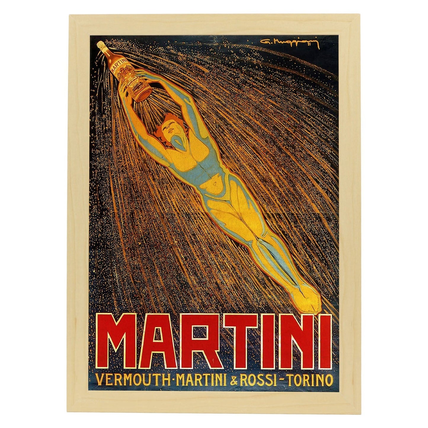 Poster vintage. Anuncio vintage de Martini & Rossi.-Artwork-Nacnic-A3-Marco Madera clara-Nacnic Estudio SL